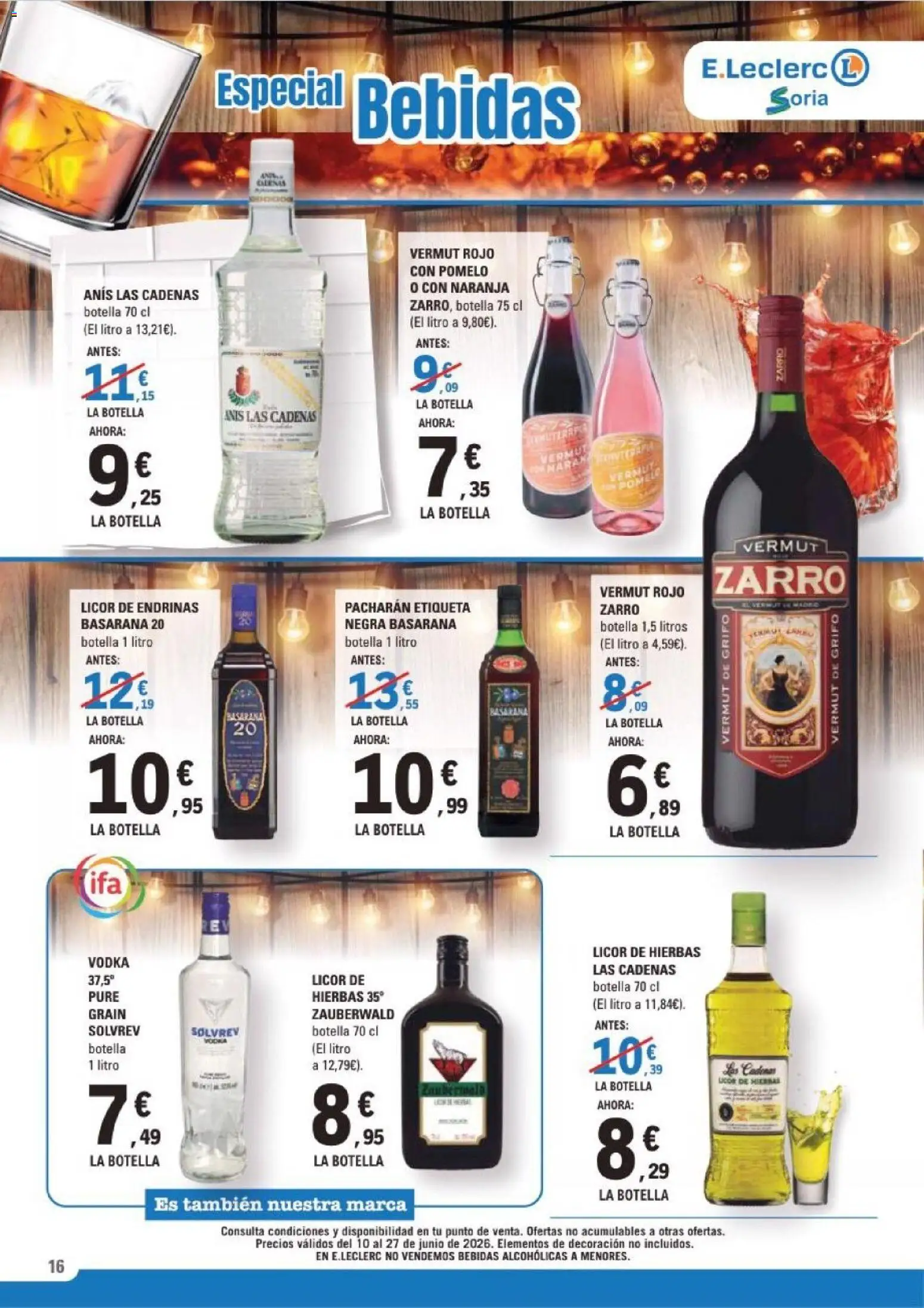 E.Leclerc Soria │ válido desde el 10.06.2026 | Página: 16 | Productos: Licor, Vodka