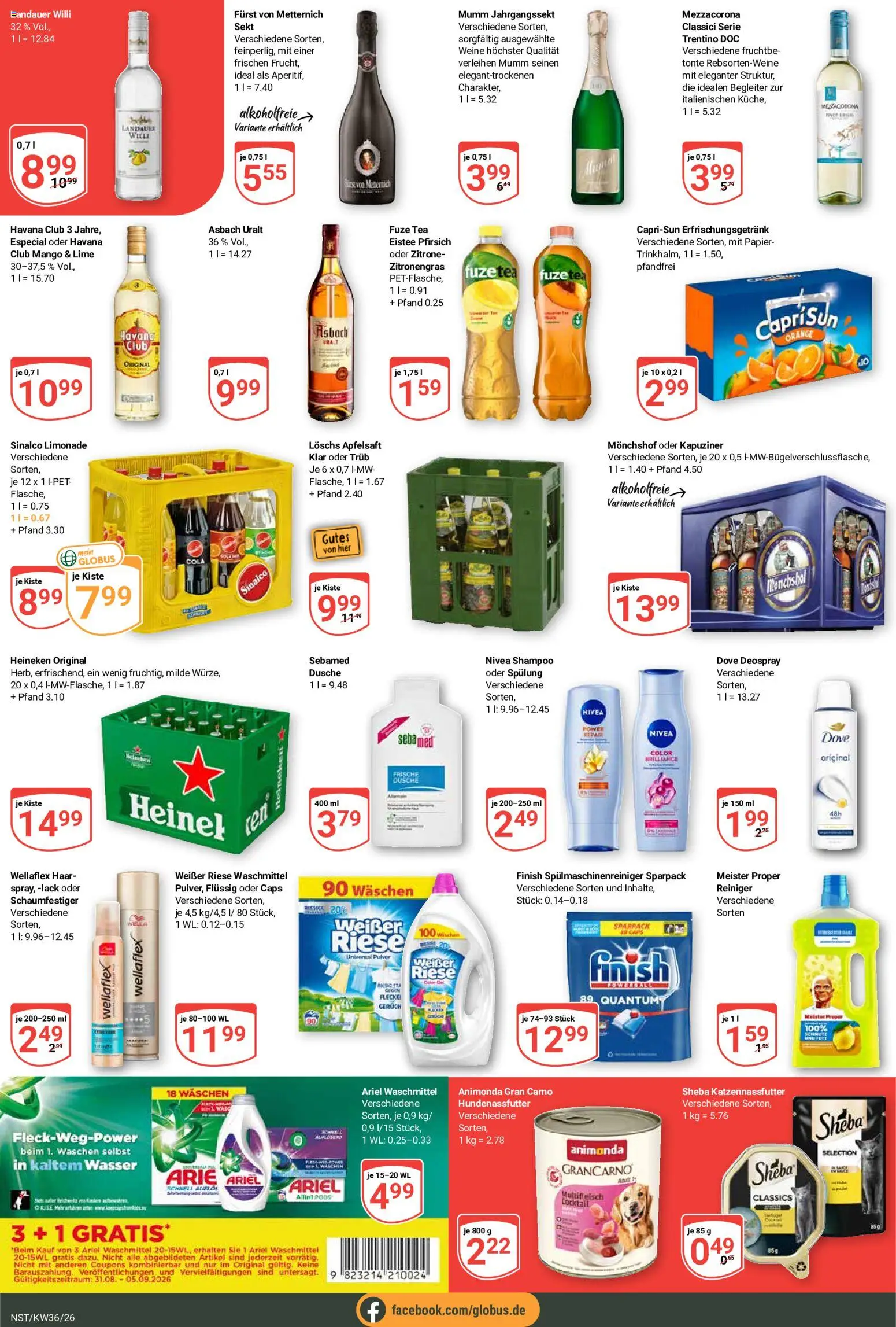 Globus Prospekt Neustadt a.d. Weinstraße – gültig ab 31.08.2026 | Seite: 10 | Produkte: Havana club, Heineken, Spülmaschinenreiniger, Pfirsich