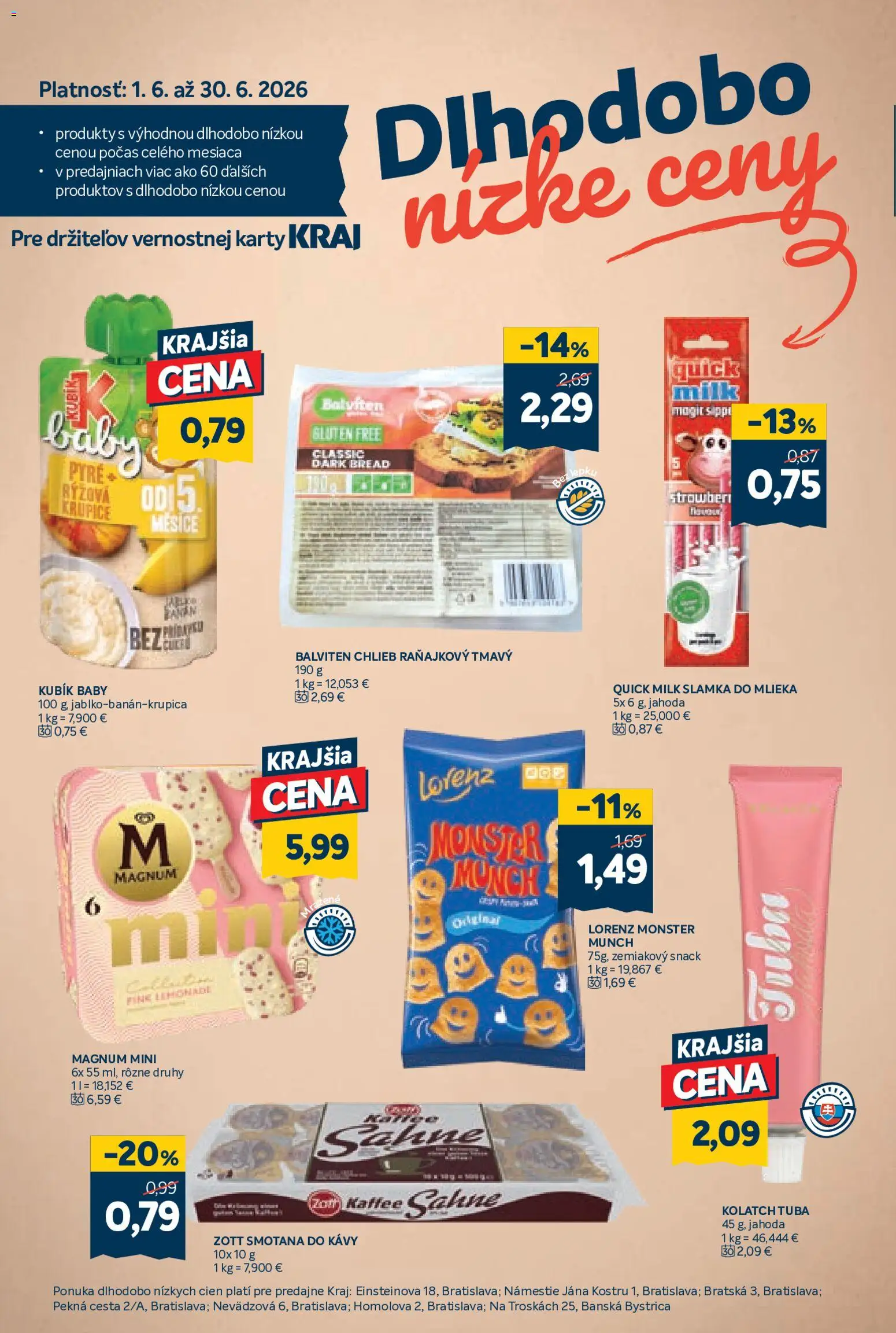 Nové Kraj akcie – leták je platný od 04.06.2026 | Strana: 17 | Produkty: Chlieb, Smotana, Magnum