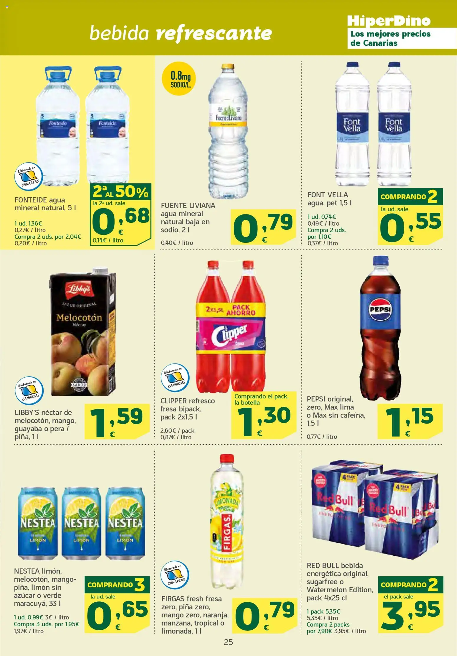 HiperDino folleto │ válido desde el 10.03.2026 | Página: 25 | Productos: Piña, Ρούτερ, Néctar, Agua mineral