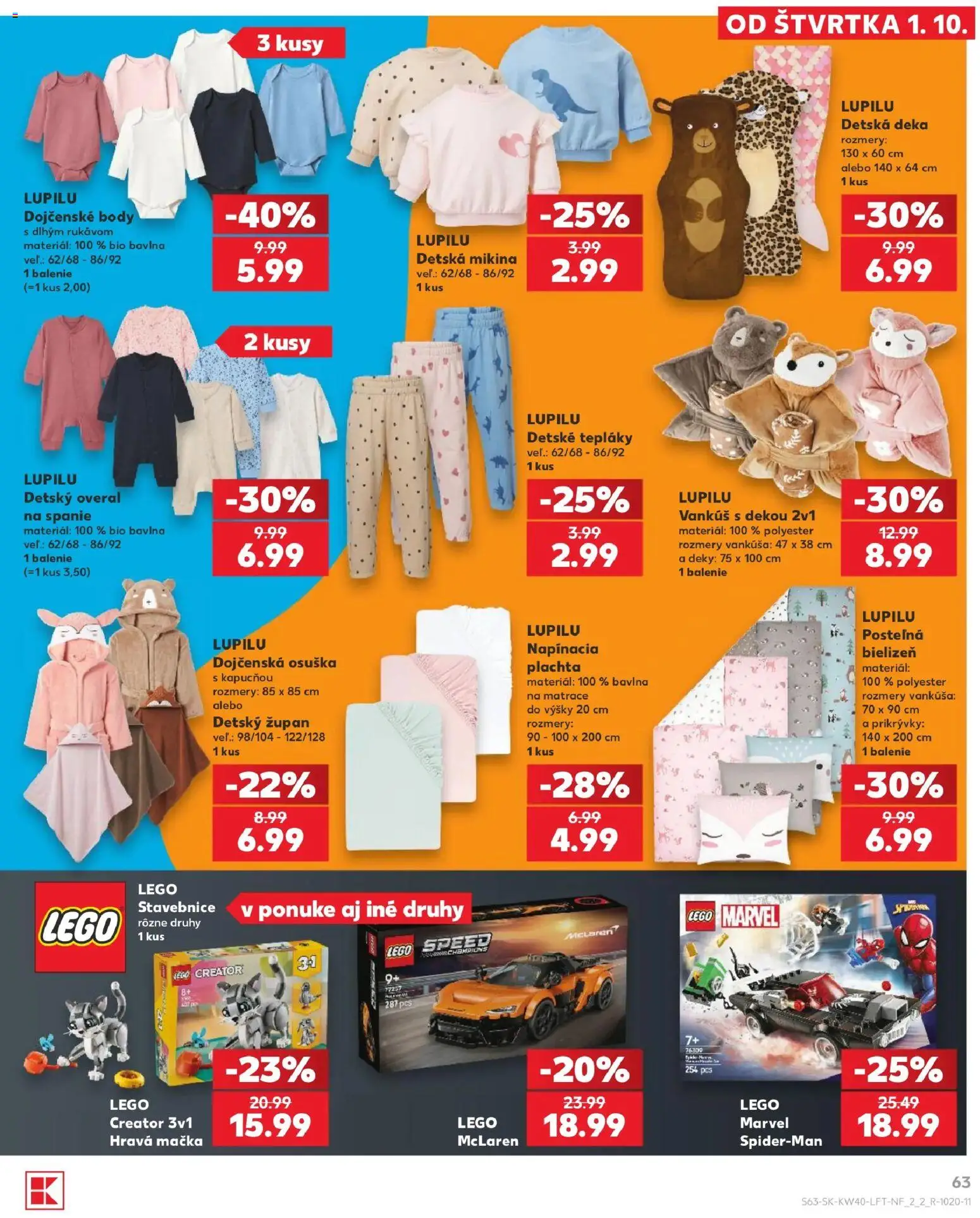 Nové Kaufland akcie – leták je platný od 01.10.2026 | Strana: 63 | Produkty: Matrace, Plachta, Vankúš, LEGO