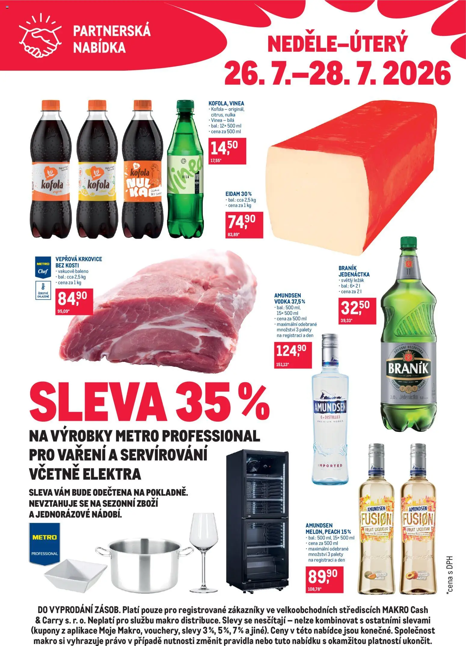 Makro leták - Partnerská nabídka od 26.07.2026 | Strana: 1 | Produkty: Eidam, Kofola, Krkovice, Vepřová krkovice