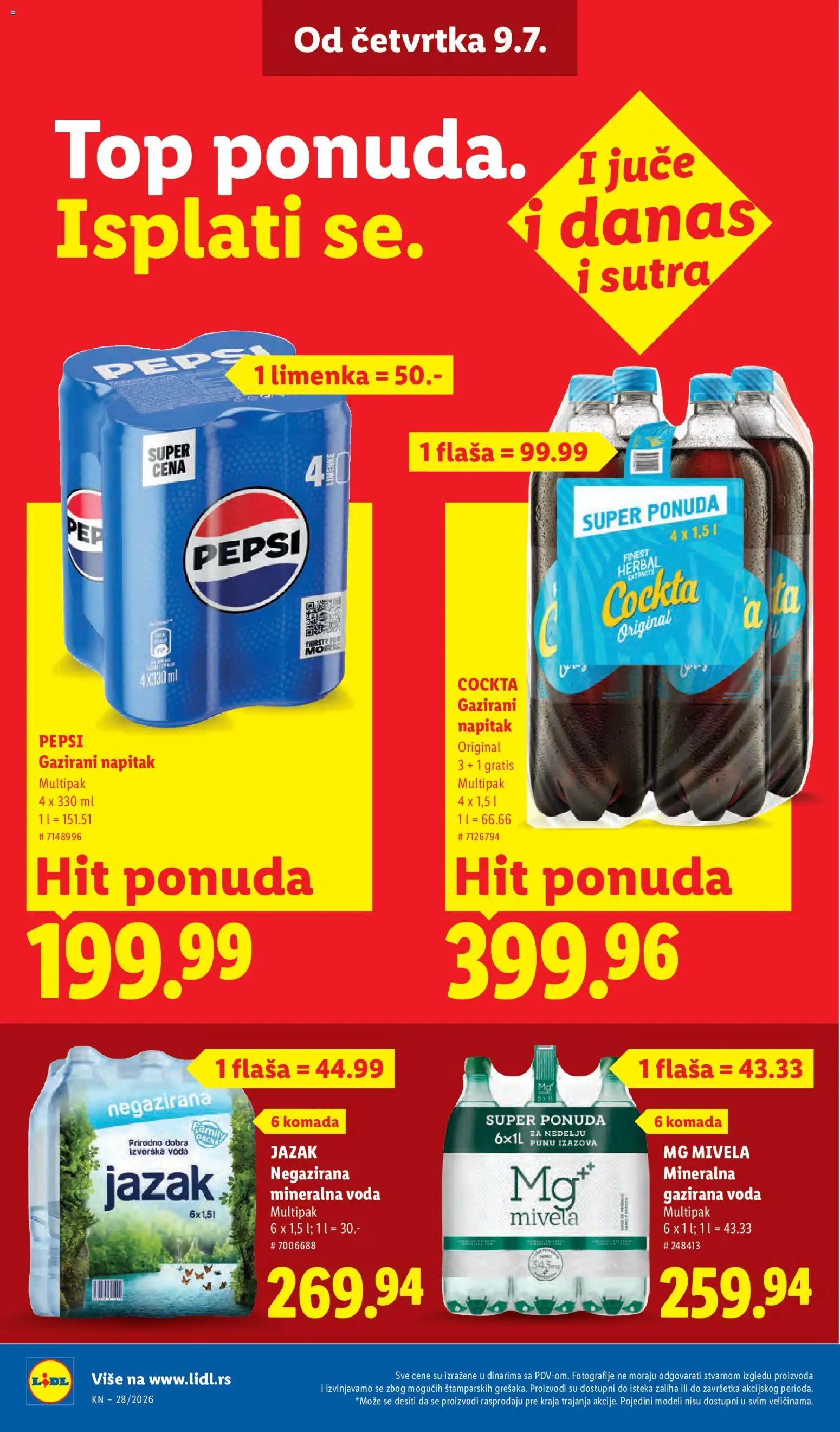 Lidl katalog - važi od 09.07.2026 | Strana: 32 | Proizvode: Voda, Mineralna voda, Pepsi