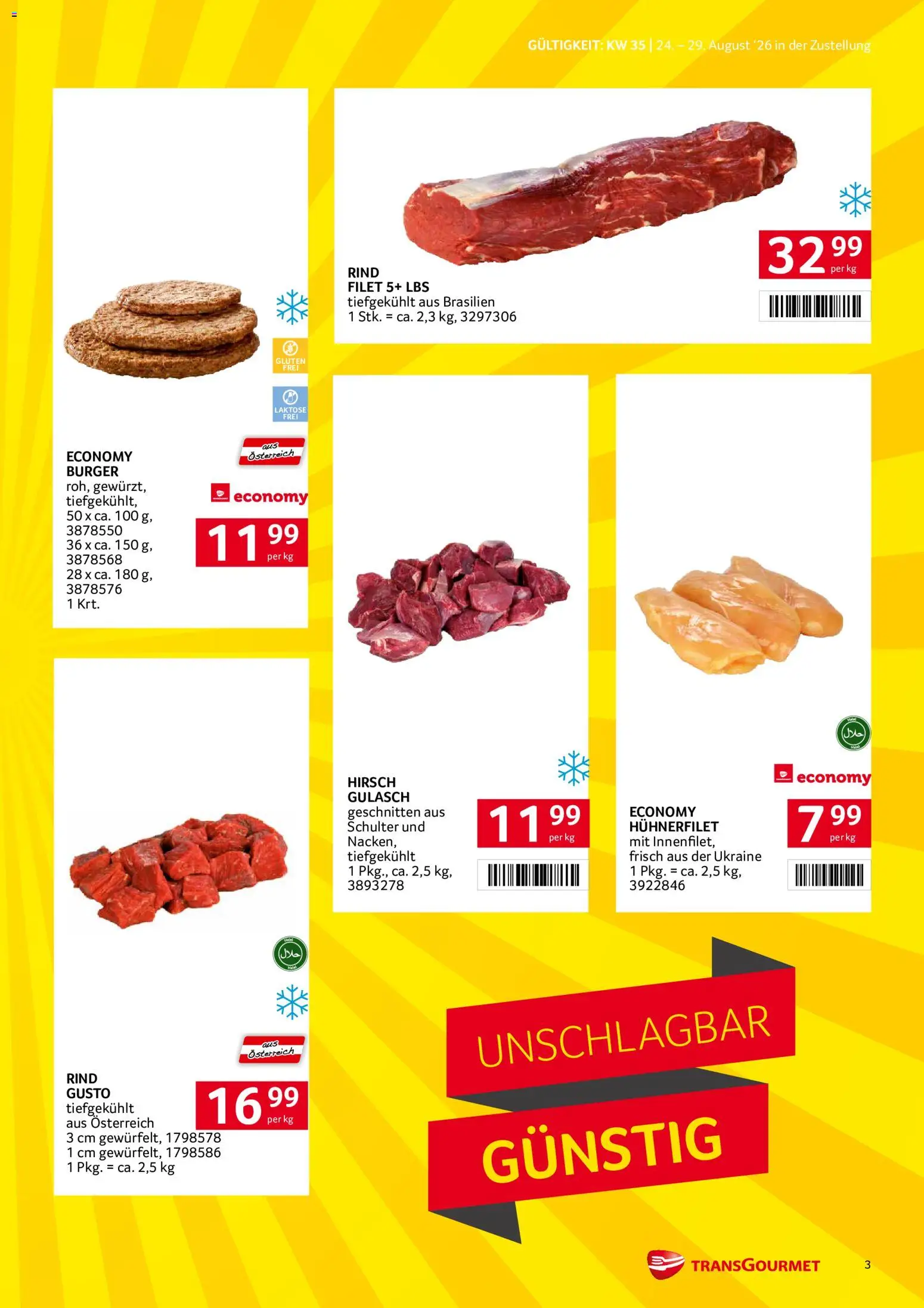 Transgourmet Zustellaktion gültig ab 24.08.2026 | Seite: 3 | Produkte: Burger