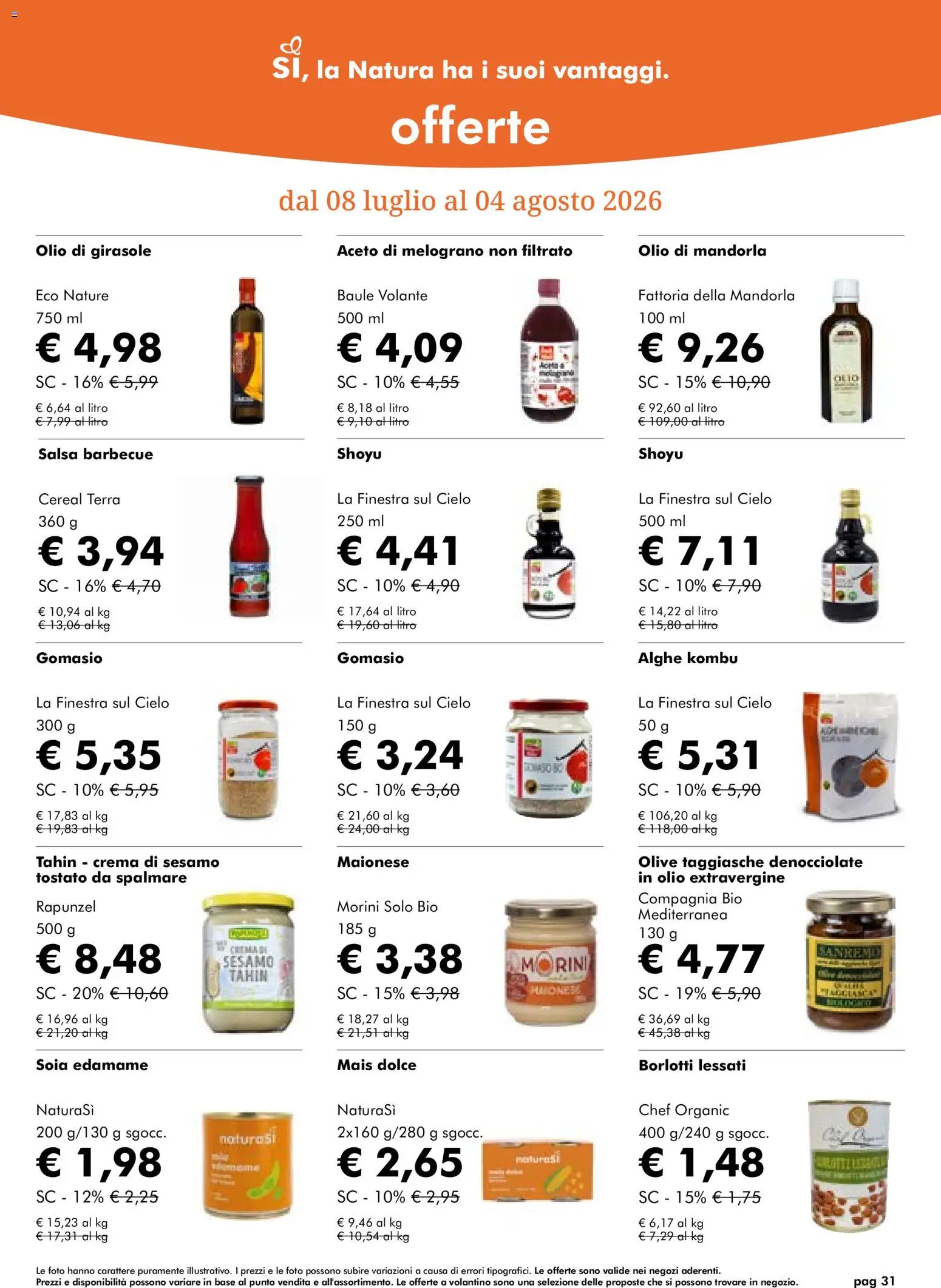 Volantino Natura Sì del 08/07/2026 | Pagina: 31