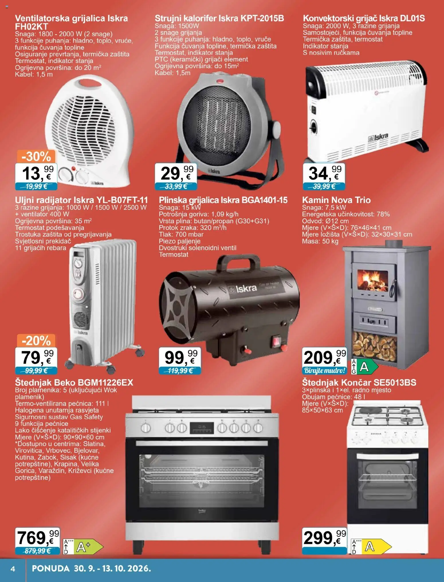 KTC katalog | vrijedi od 30.09.2026 | Stranica: 4 | Proizvodi: Ventilator, Rasvjeta, Termostat, Štednjak