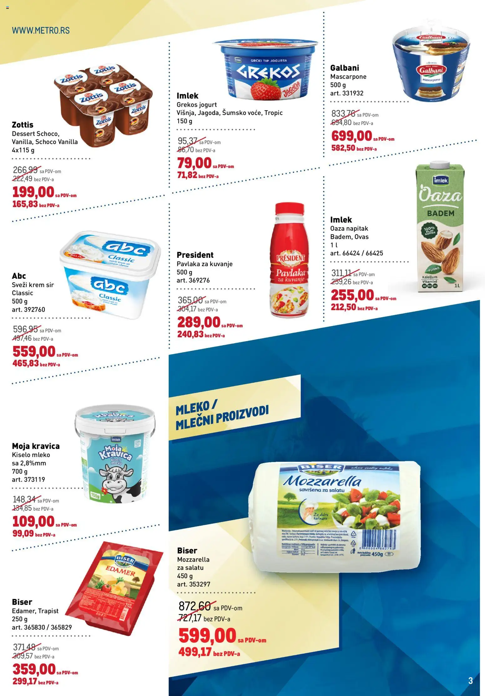 Metro katalog - važi od 14.05.2026 | Strana: 3 | Proizvode: Badem, Kiselo mleko, Sir, Mascarpone