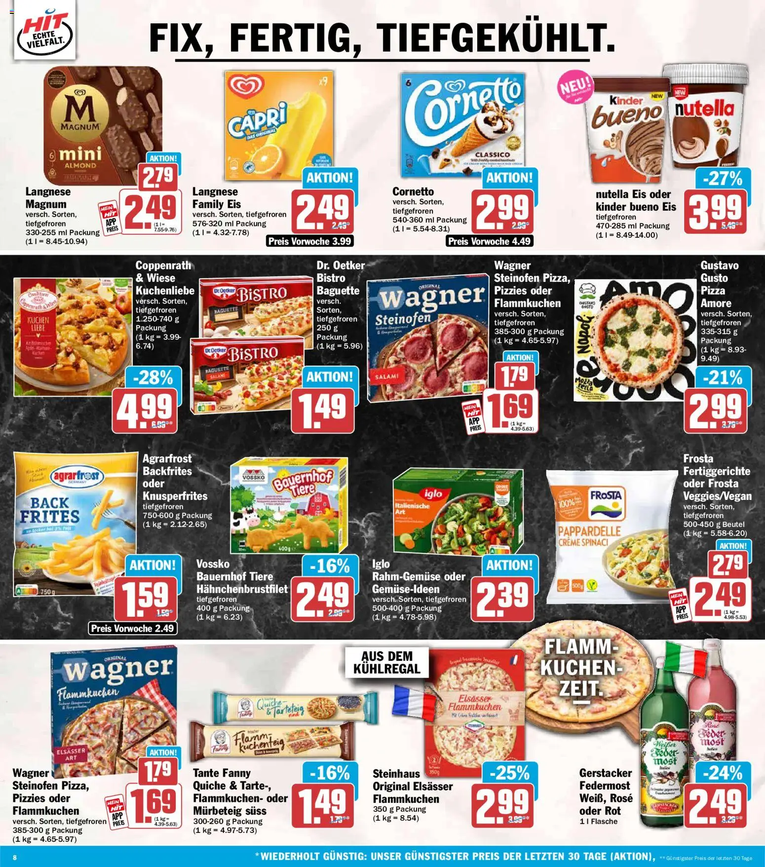 HIT Prospekt – gültig ab 10.08.2026 | Seite: 8 | Produkte: Baguette, Frosta, Nutella, Pizza