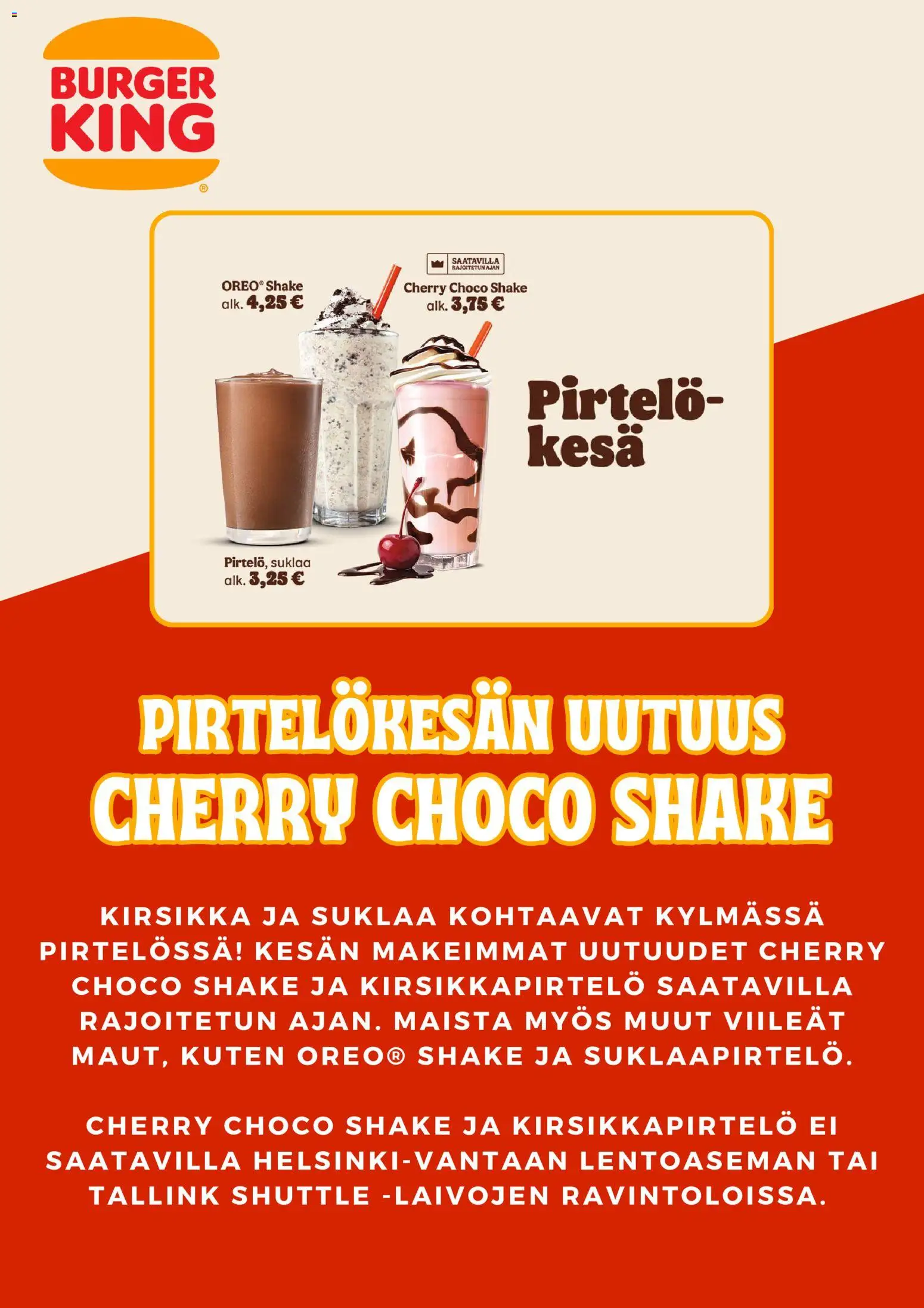 Burger King tarjoukset – voimassa 14/07/2026 alkaen | Sivu: 3 | Tuotteet: Pirtelö, Suklaa