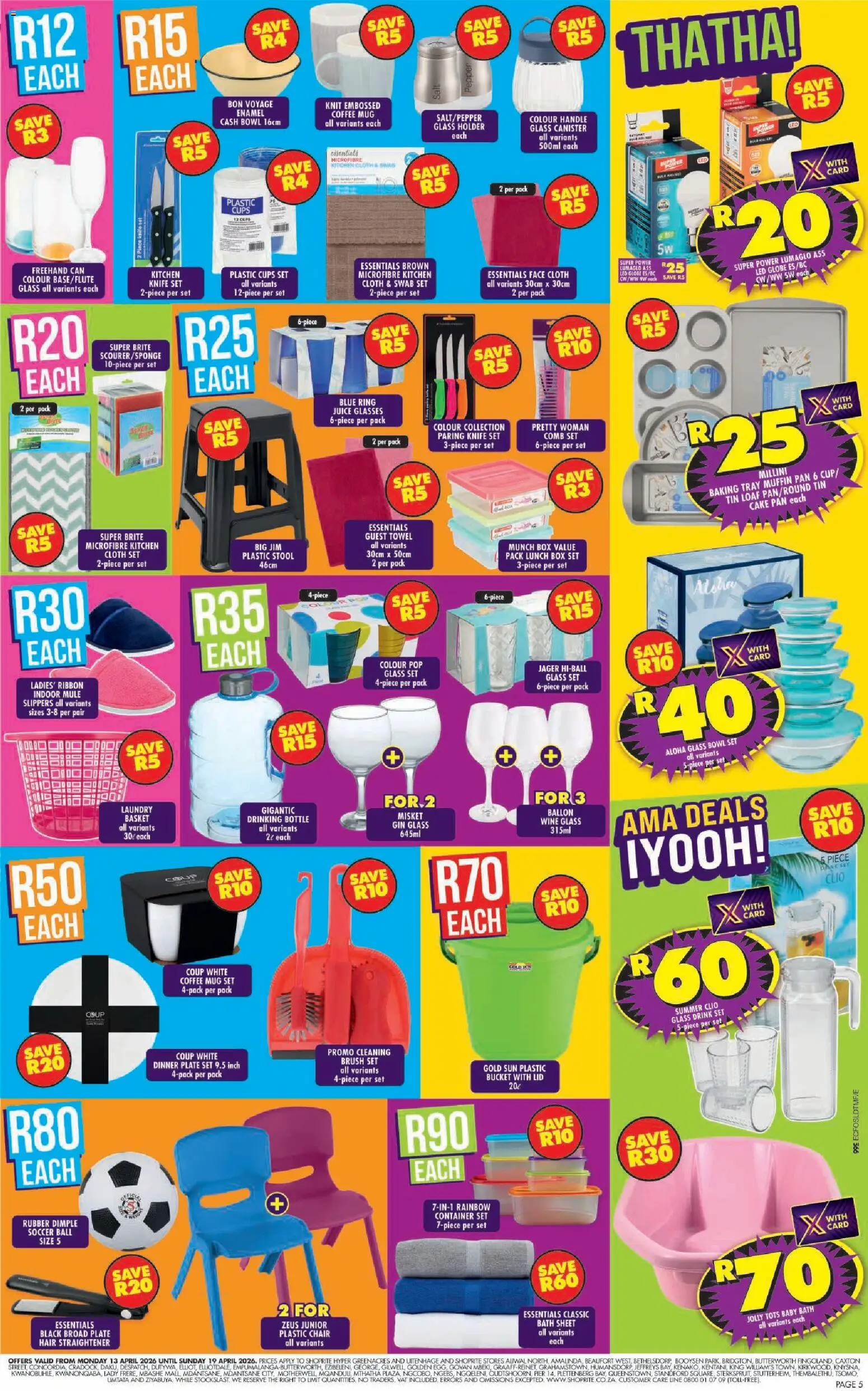 New Shoprite catalogue – valid from 13.04.2026 | Page: 5 | Products: Stool, Plate, Bath, Mug