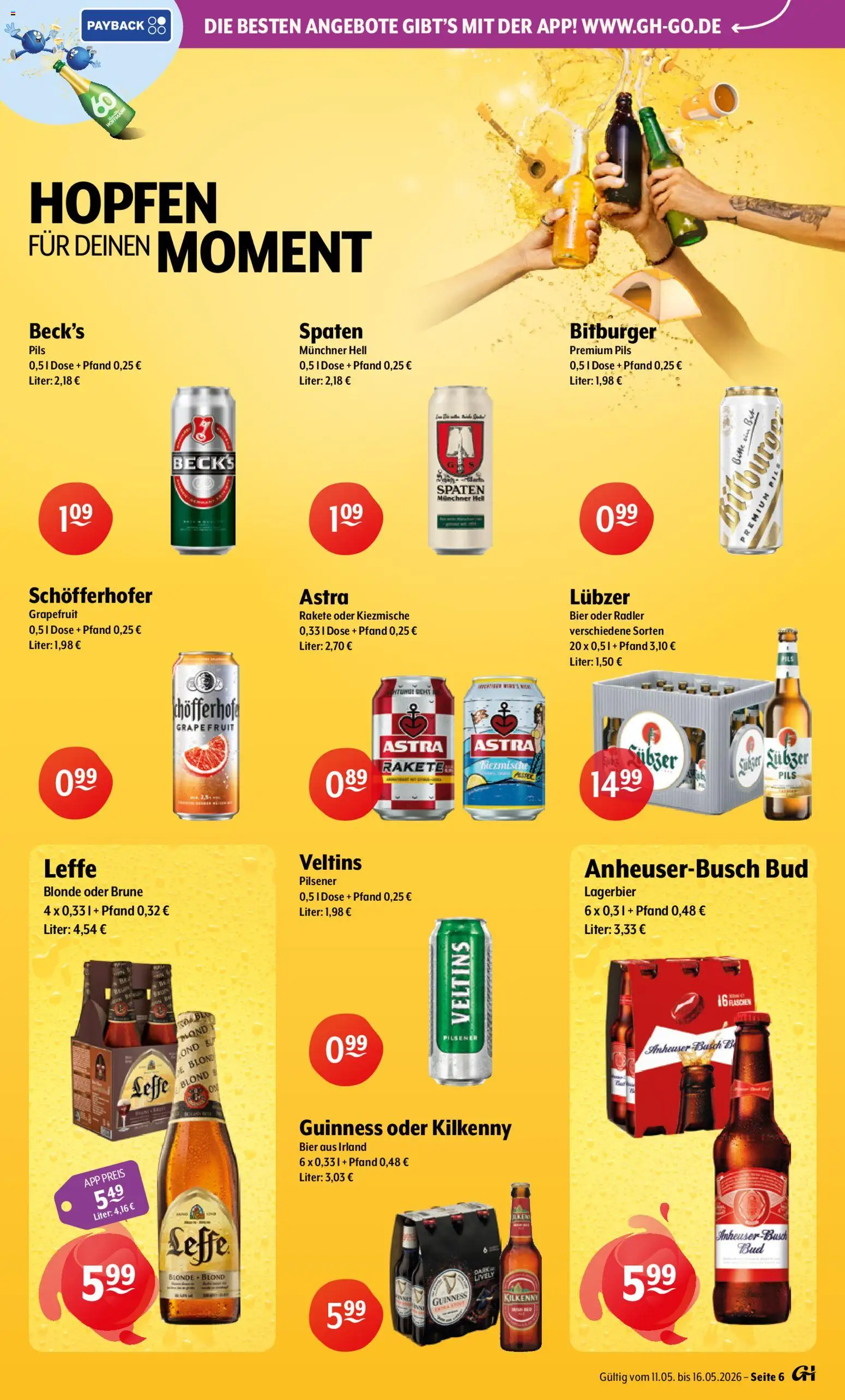 Getränke Hoffmann Prospekt 	 – gültig ab 11.05.2026 | Seite: 6 | Produkte: Bitburger, Radler, Lubzer, Veltins