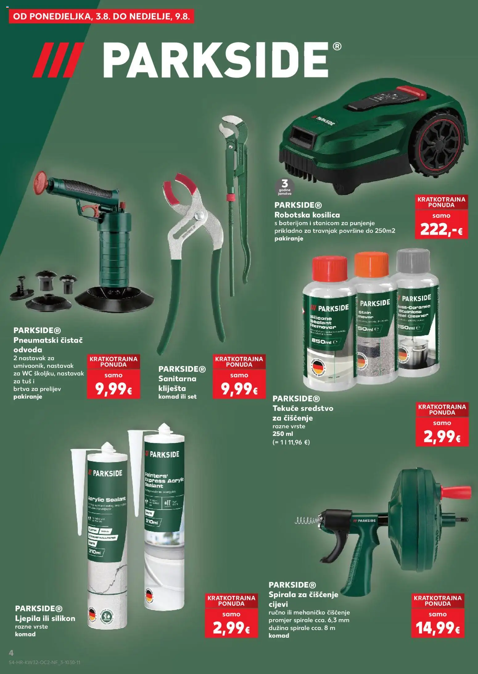 Kaufland katalog | vrijedi od 06.08.2026 | Stranica: 4 | Proizvodi: Tuš, Cijevi, Kliješta, Parkside