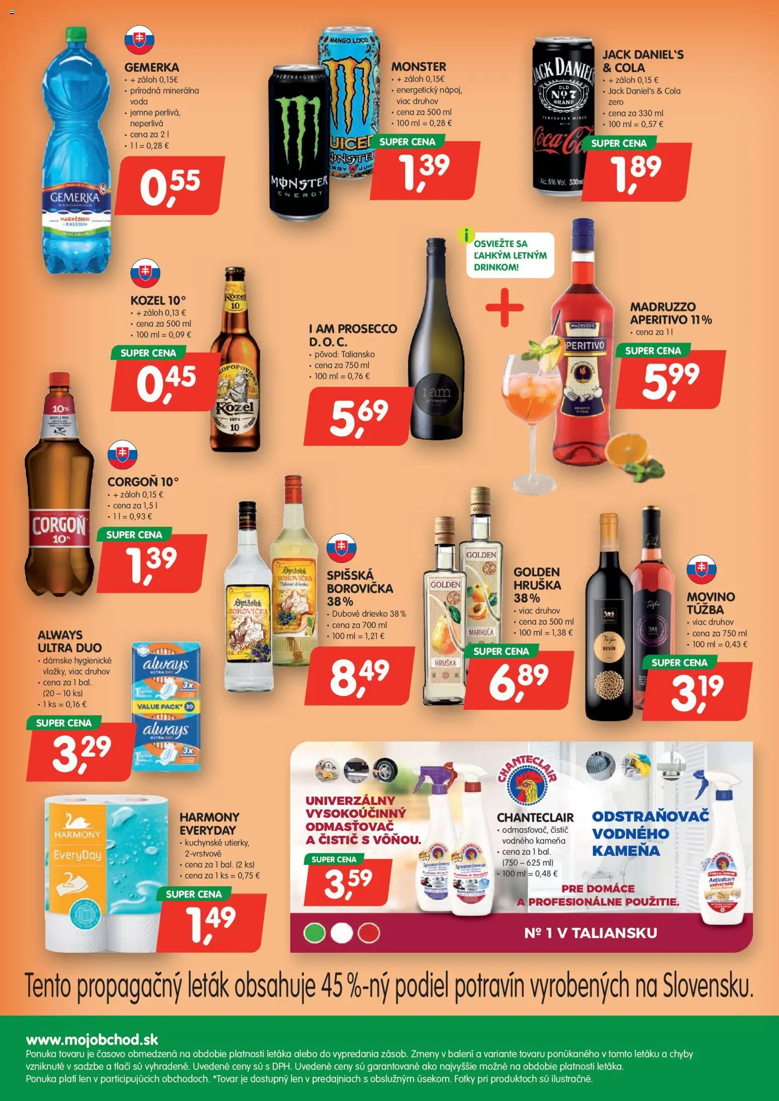 Nové Môj obchod akcie – leták je platný od 31.07.2026 | Strana: 4 | Produkty: Pivo, Prosecco, Corgoň, Cola