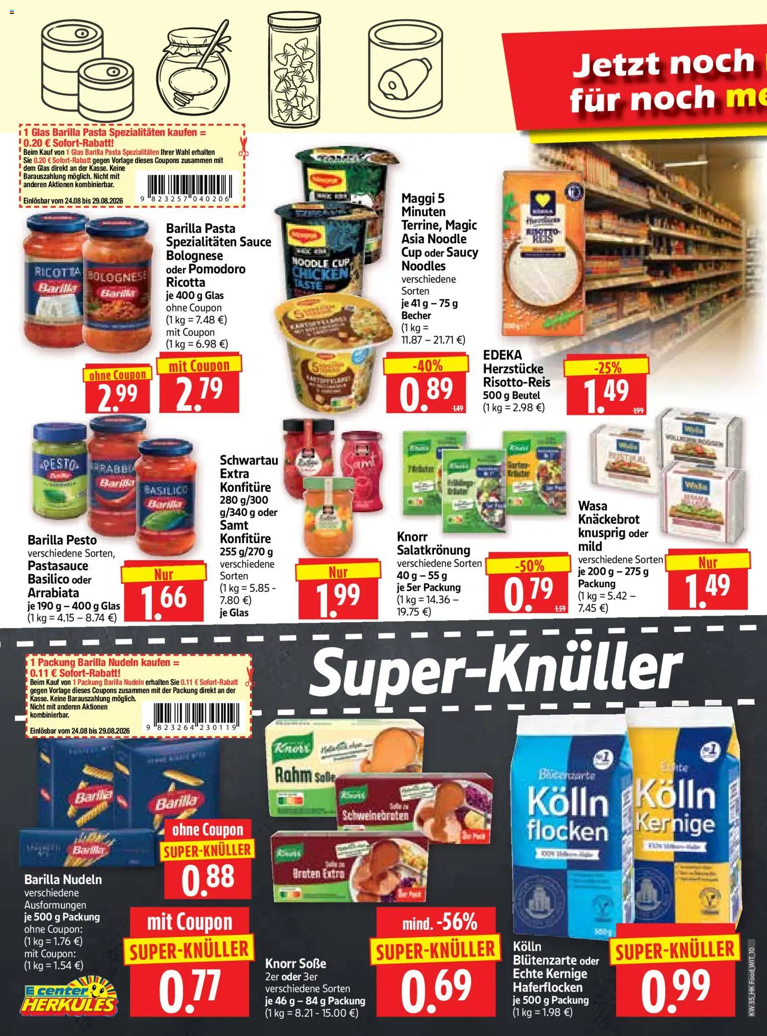 HERKULES Prospekt – gültig ab 24.08.2026 | Seite: 10 | Produkte: Barilla, Barilla pesto, Soße, Flocken