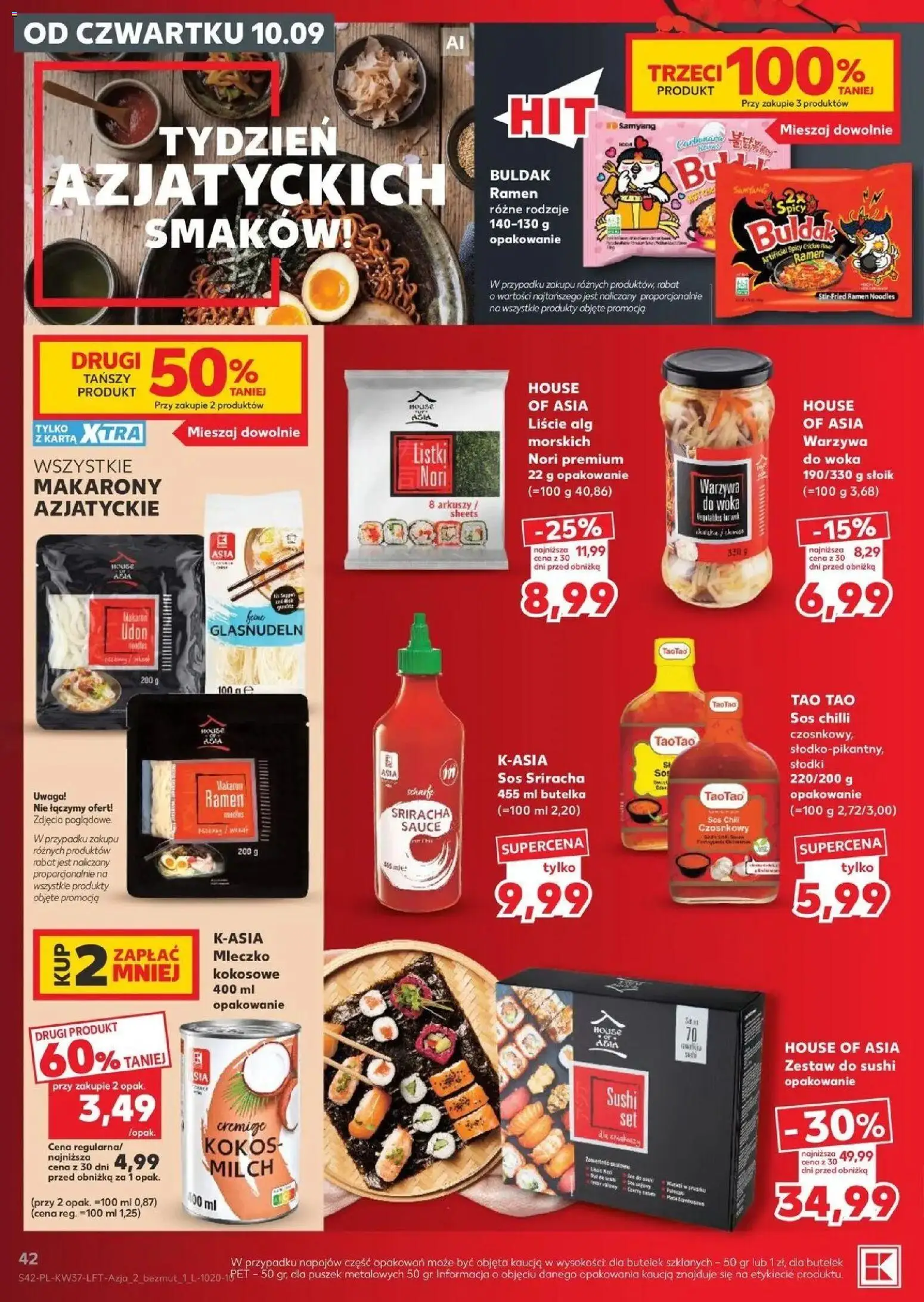 Kaufland gazetka od 10.09.2026 - od jutra PDF | Strona: 42 | Produkty: Karta, Makarony, Sos sriracha, Warzywa