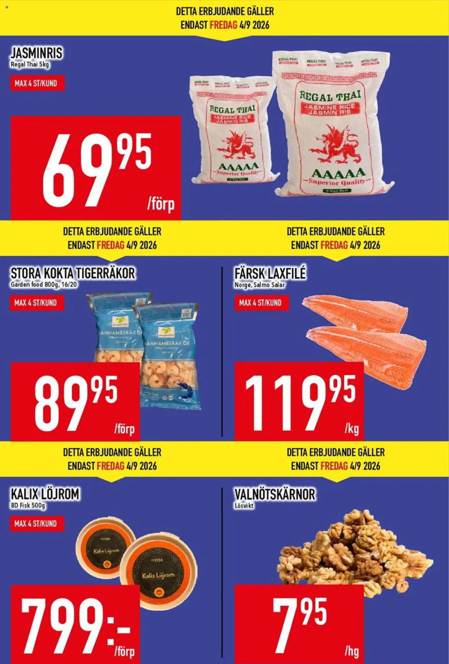 Matdax reklamblad aktuell från 31/08/2026 | Sida: 5 | Produkter: Galler, Ris, Jasminris, Laxfilé