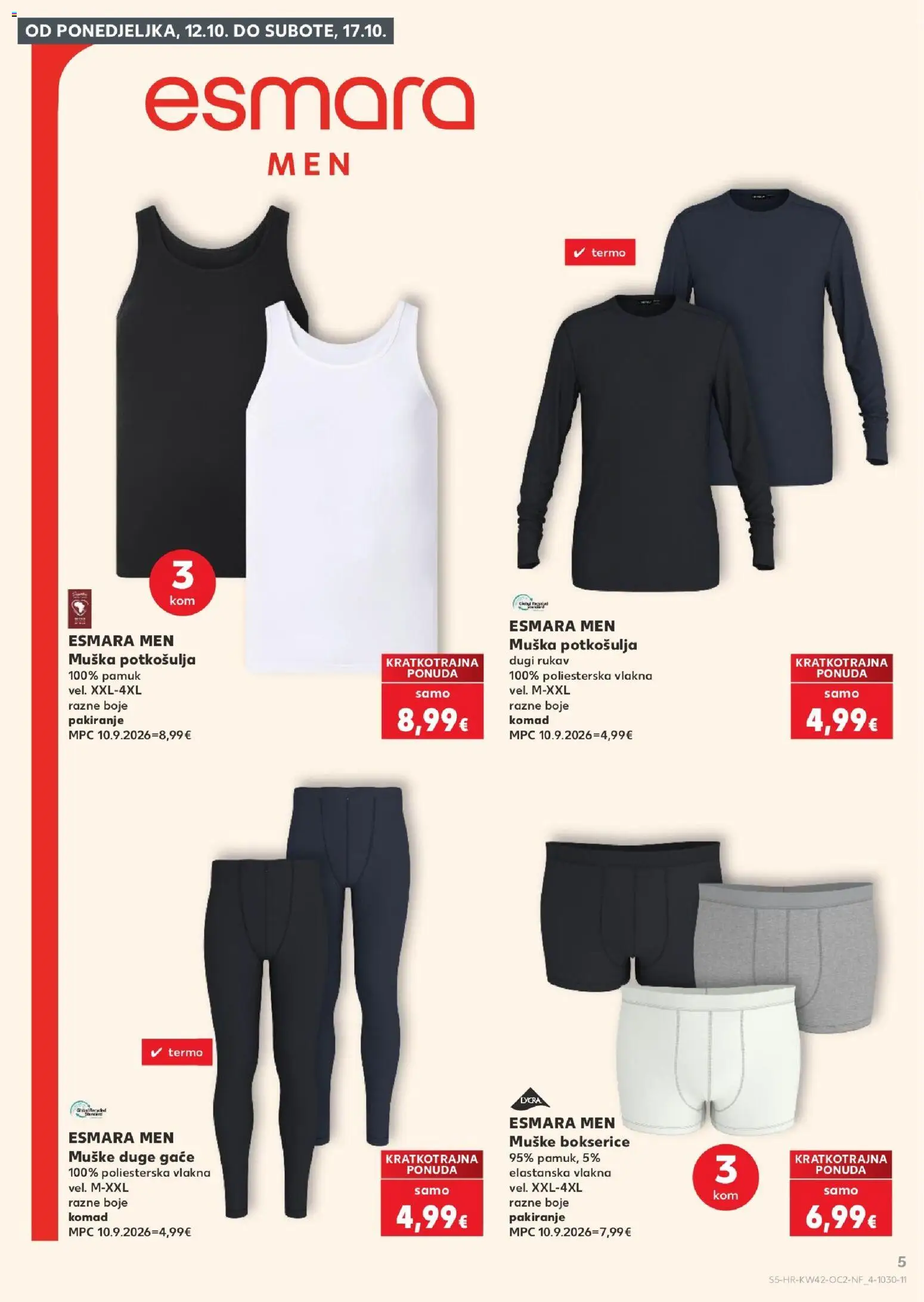 Kaufland katalog | vrijedi od 14.10.2026 | Stranica: 5 | Proizvodi: Muške bokserice, Bokserice, Gaće, Potkosulja