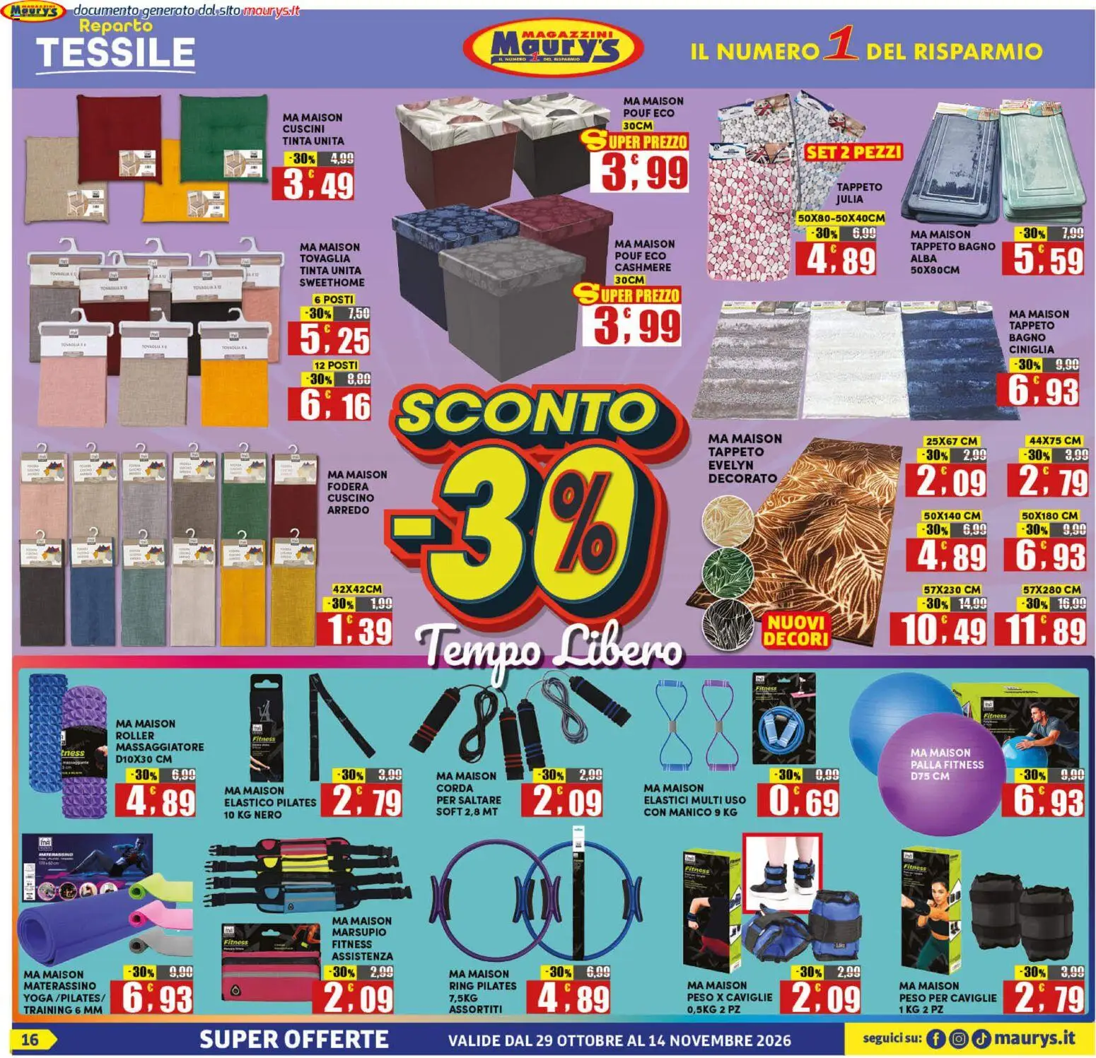Volantino Maury's del 29/10/2026 | Pagina: 16