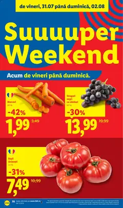 Ofertele Lidl valabile de la 27.07.2026 | Pagină: 78 | Produse: Struguri, Roșii, Morcovi