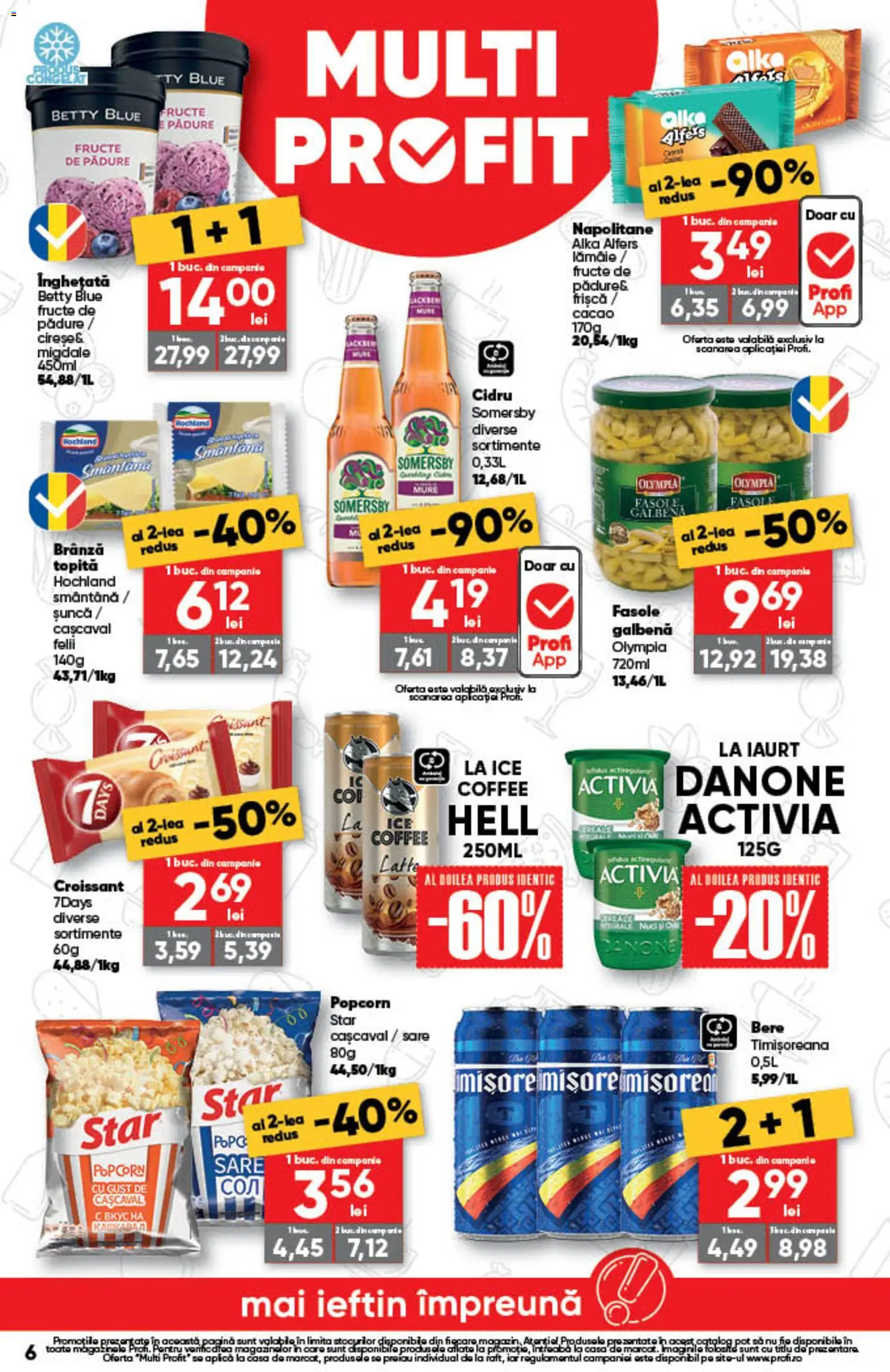 Noul catalog Profi – valabil de la 20.08.2026 | Pagină: 6 | Produse: Cașcaval, Brânză, Șuncă, Înghețată