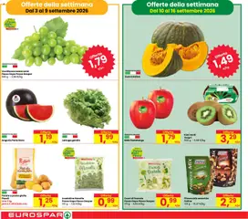 Anteprima del volantino Eurospar volantino valido a partire dal 03/09/2026 | Pagina: 2 | Prodotti: Mele, Pasta, Zucca, Uva