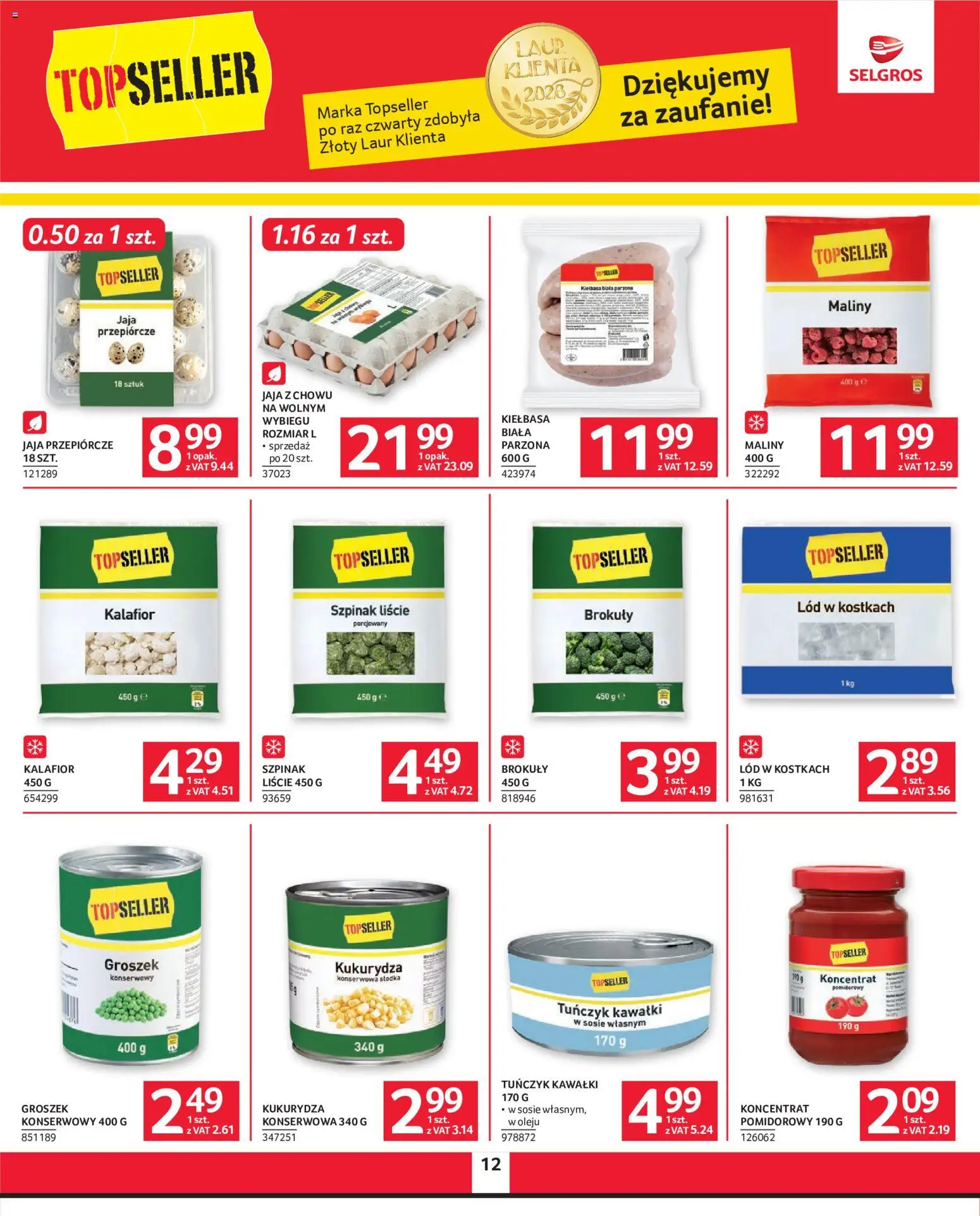 Selgros cash&carry gazetka od 30.07.2026 | Strona: 12 | Produkty: Maliny, Kukurydza, Szpinak, Brokuły