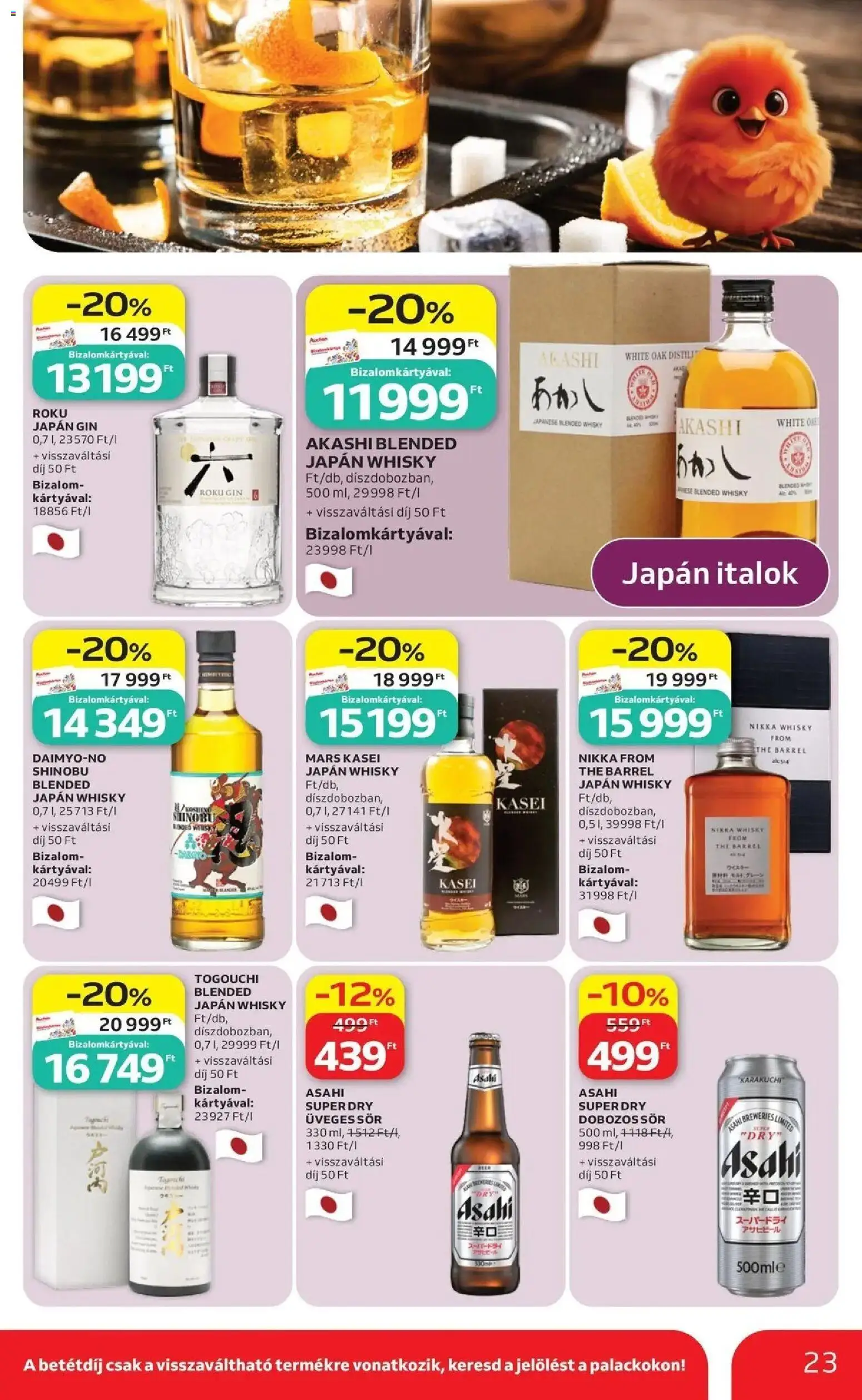 Auchan akciós ujság - amely érvényes a következő dátumtól: 07.05.2026 | Oldal: 23 | Termékek: Dobozos sör, Sör, Gin, Whisky