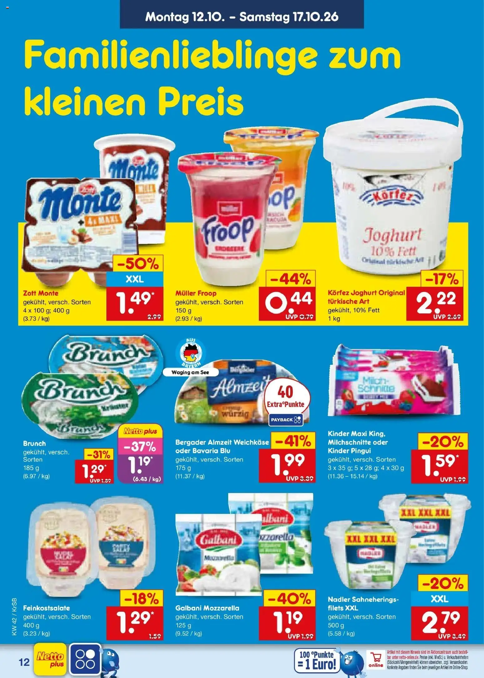 Netto Marken-Discount Prospekt Baesweiler (ab 12.10.2026) » Angebote | Seite: 14 | Produkte: Froop, Joghurt, Mozzarella
