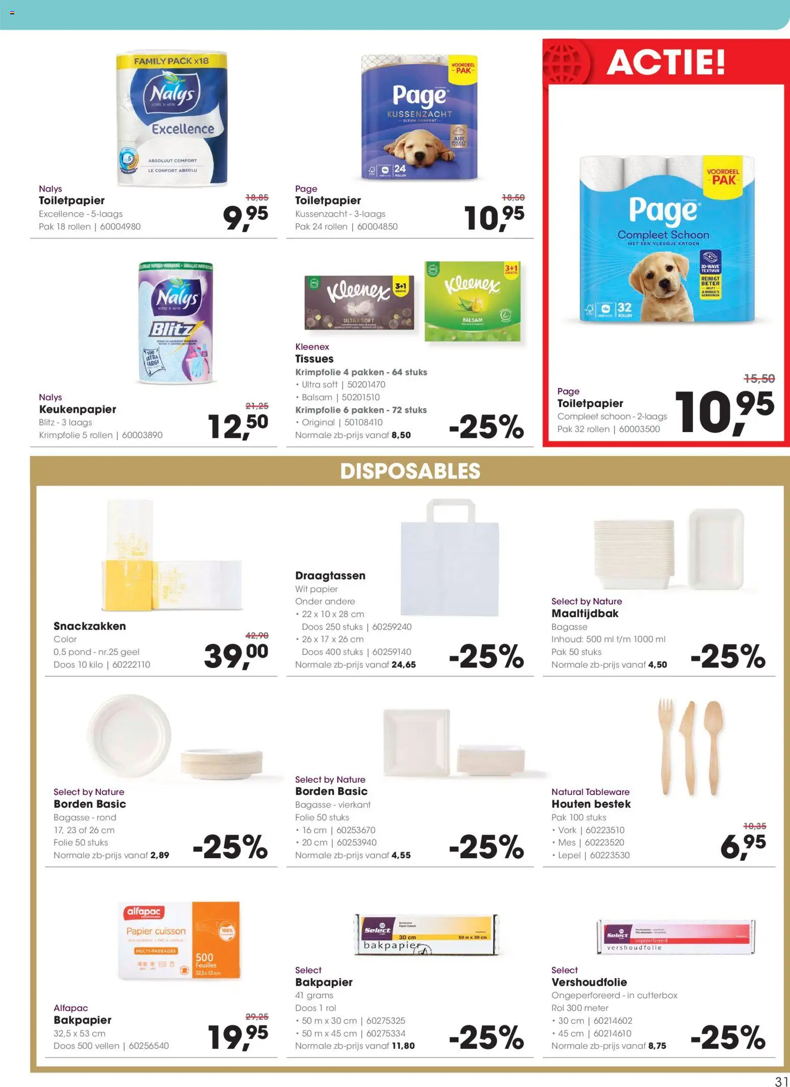 {H1} | Pagina: 31 | Producten: Mes, Bakpapier, Tissues, Toiletpapier