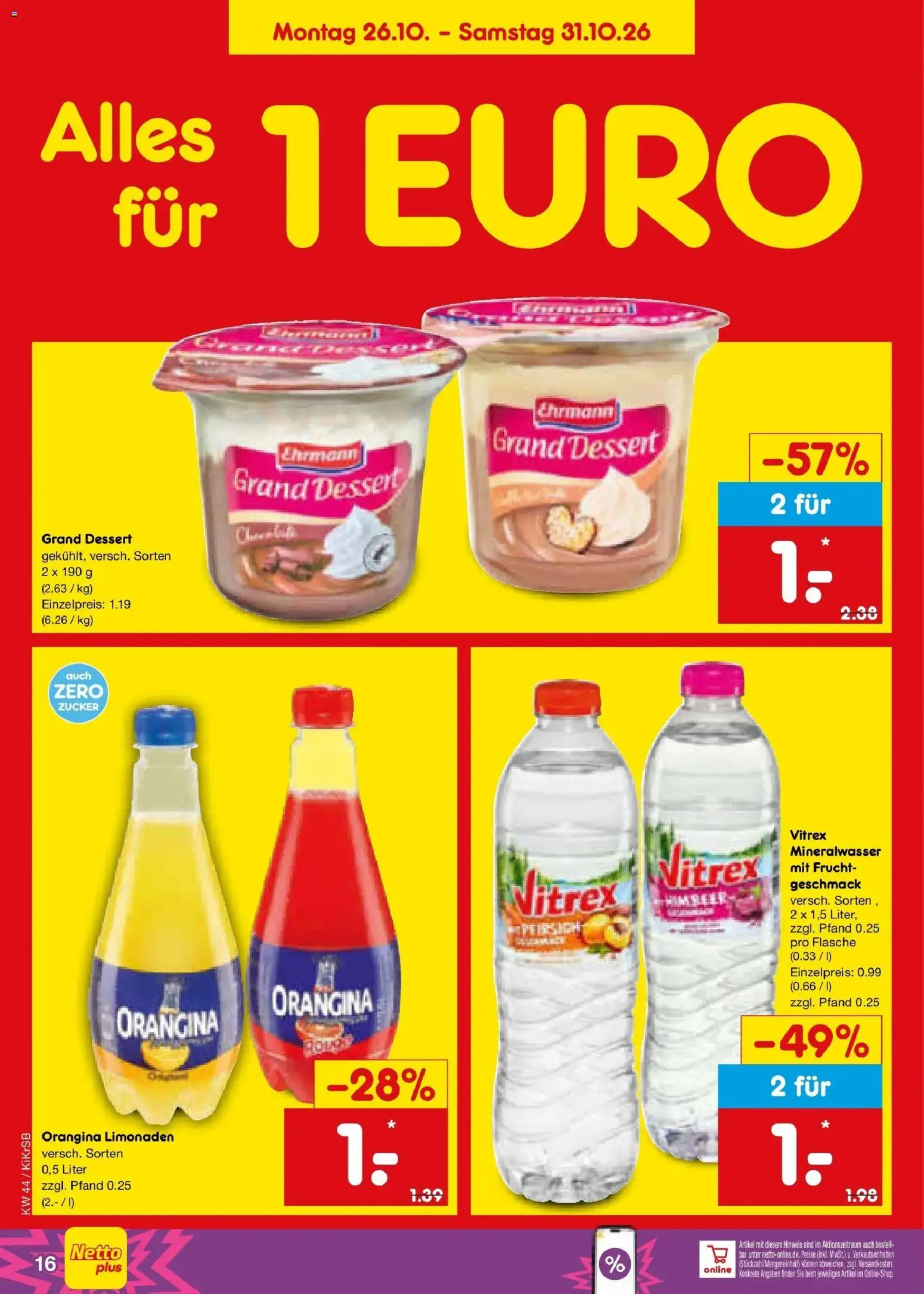 Netto Marken-Discount Prospekt Baesweiler – gültig ab 26.10.2026 | Seite: 24 | Produkte: Ehrmann grand dessert, Mineralwasser, Zucker