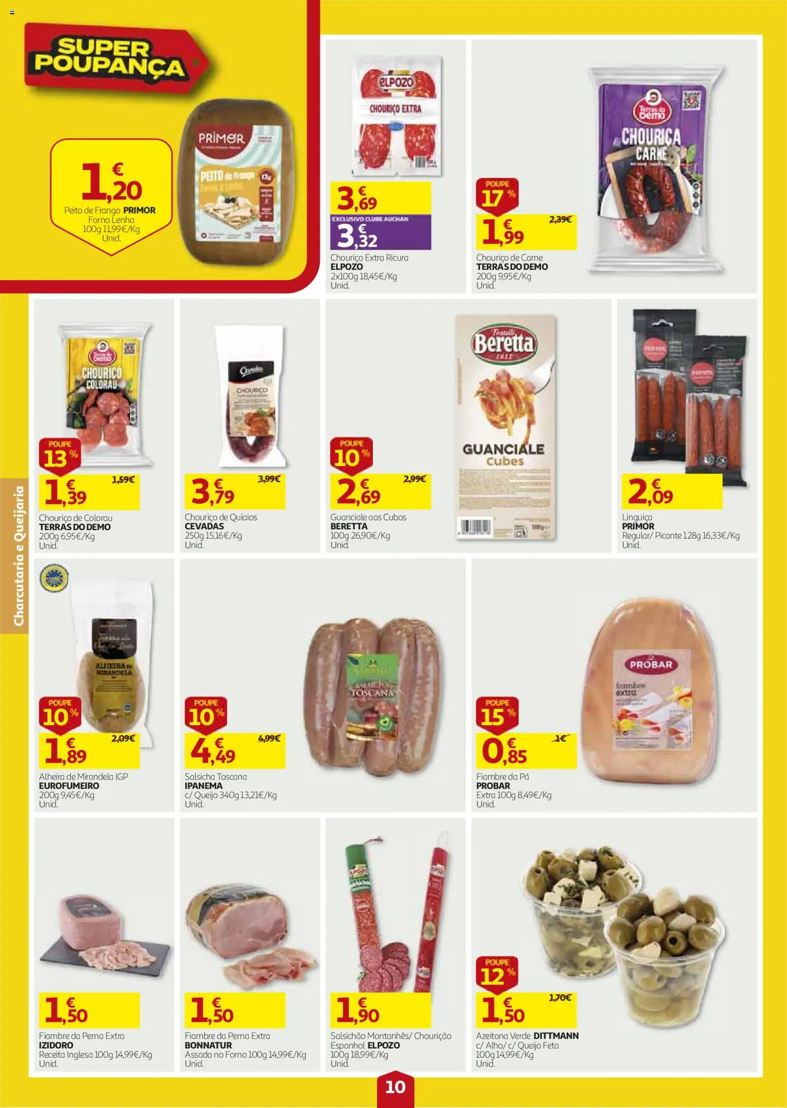 Auchan folheto │ válido de 27/08/2026 | Página: 10 | Produtos: Peito de frango, Linguiça, Chouriço, Colorau