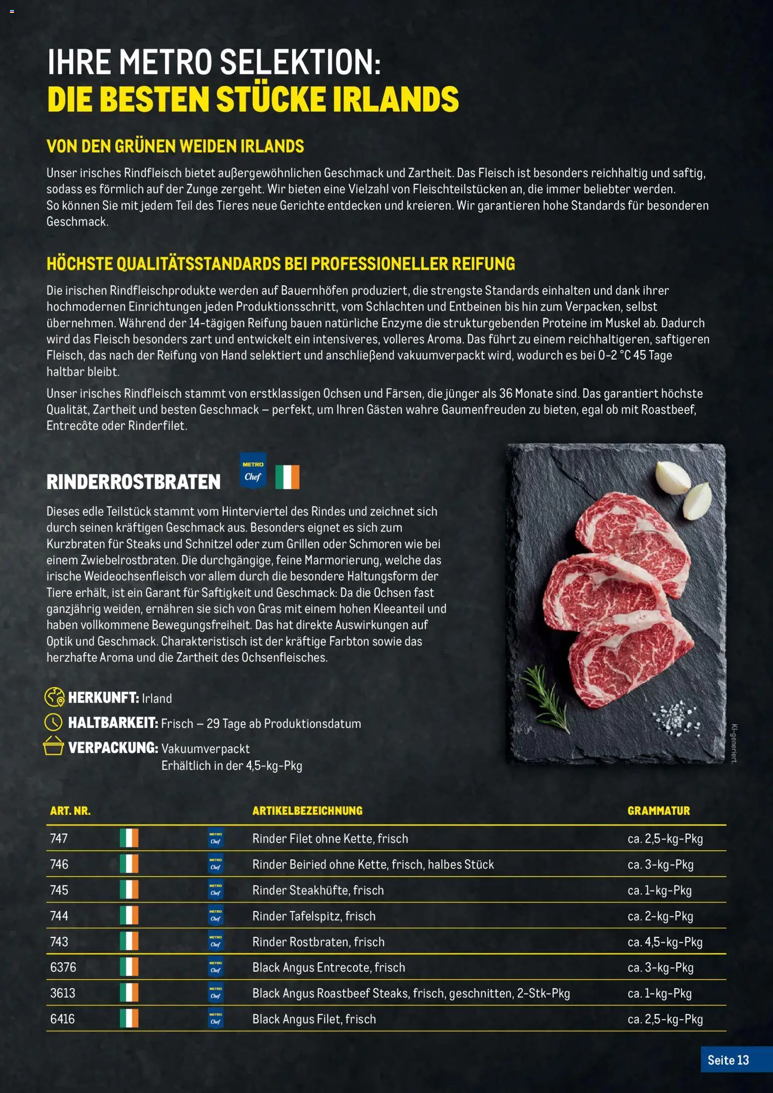 Metro Fleischkatalog gültig ab 20.02.2026 | Seite: 13 | Produkte: Roastbeef, Rindfleisch