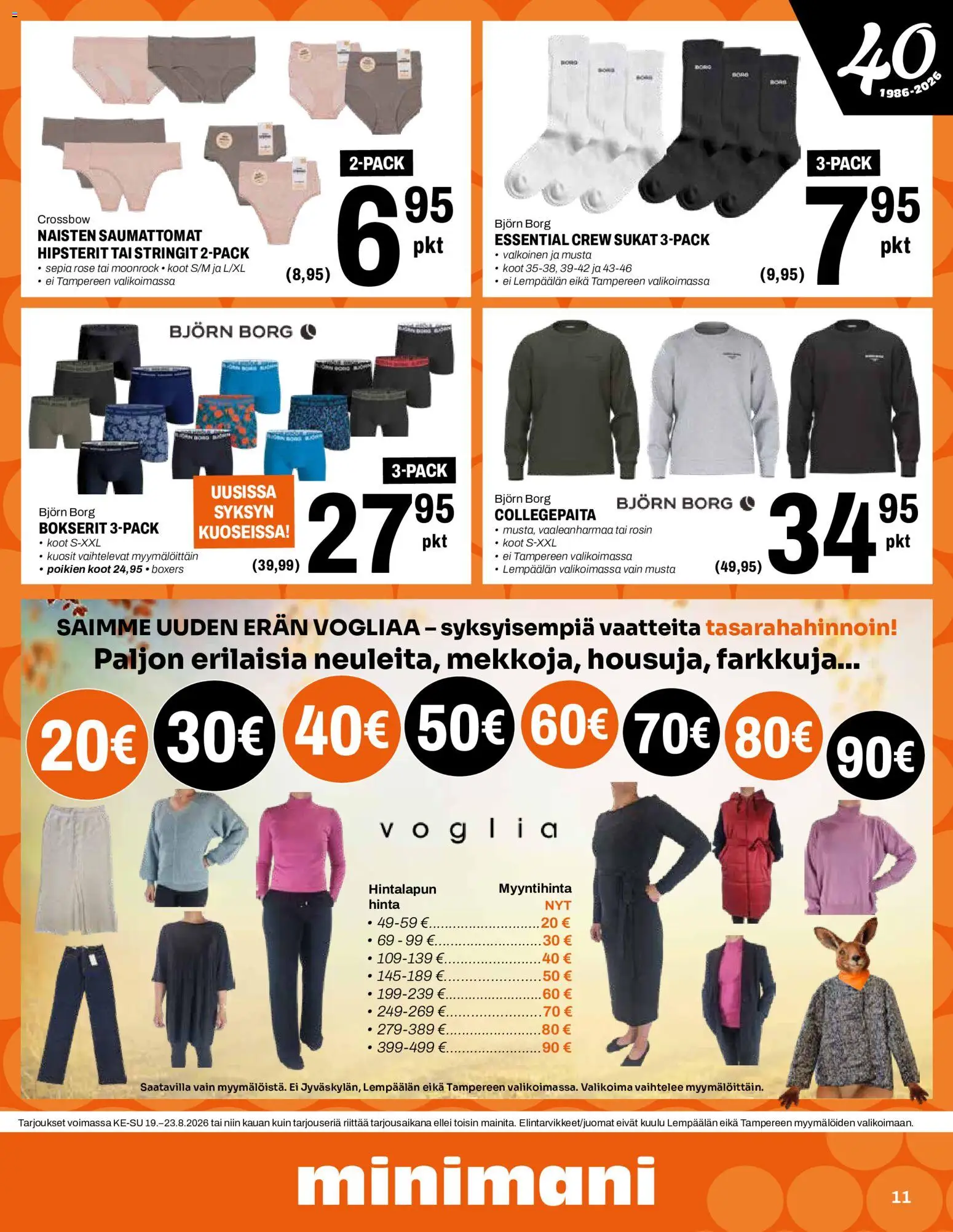Minimani tarjoukset – voimassa 19/08/2026 alkaen | Sivu: 11 | Tuotteet: Stringit, Sukat, Bokserit