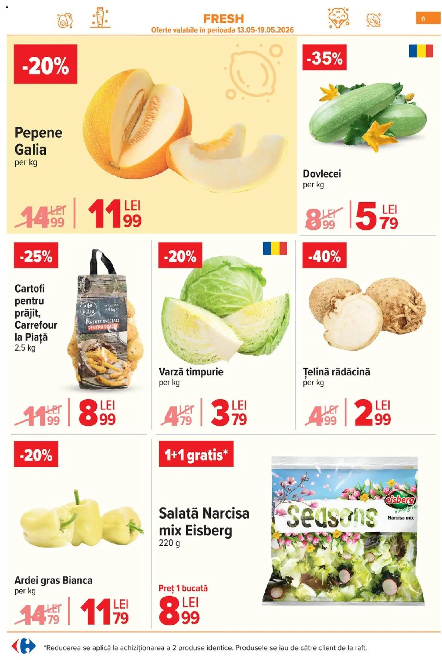 Noul catalog Carrefour – valabil de la 06.05.2026 | Pagină: 9 | Produse: Pepene Verde, Roșii, Castraveți, Ceapă