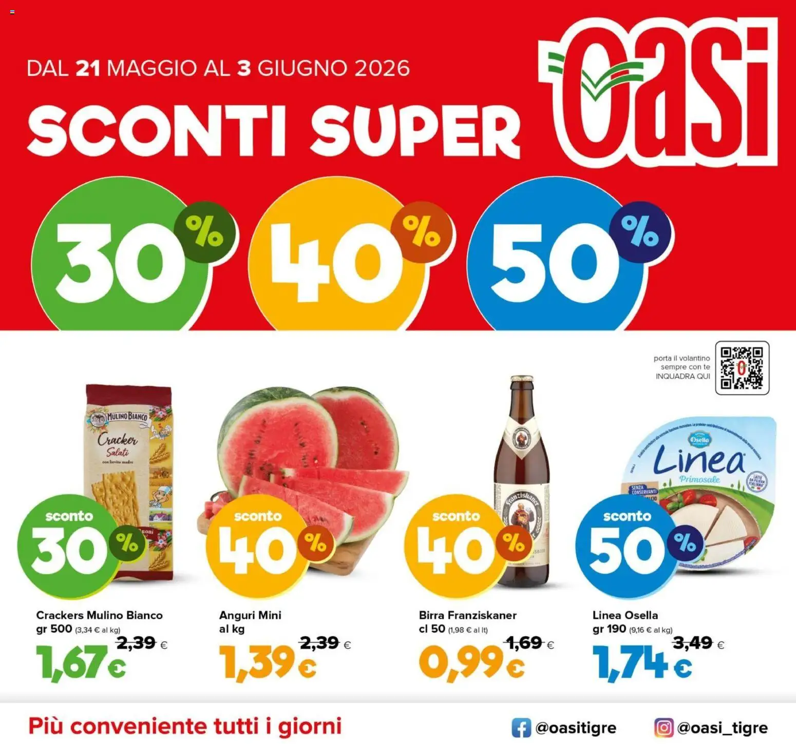 Volantino Oasi del 21.05.2026 | Pagina: 1 | Prodotti: Birra, Tè, Crackers