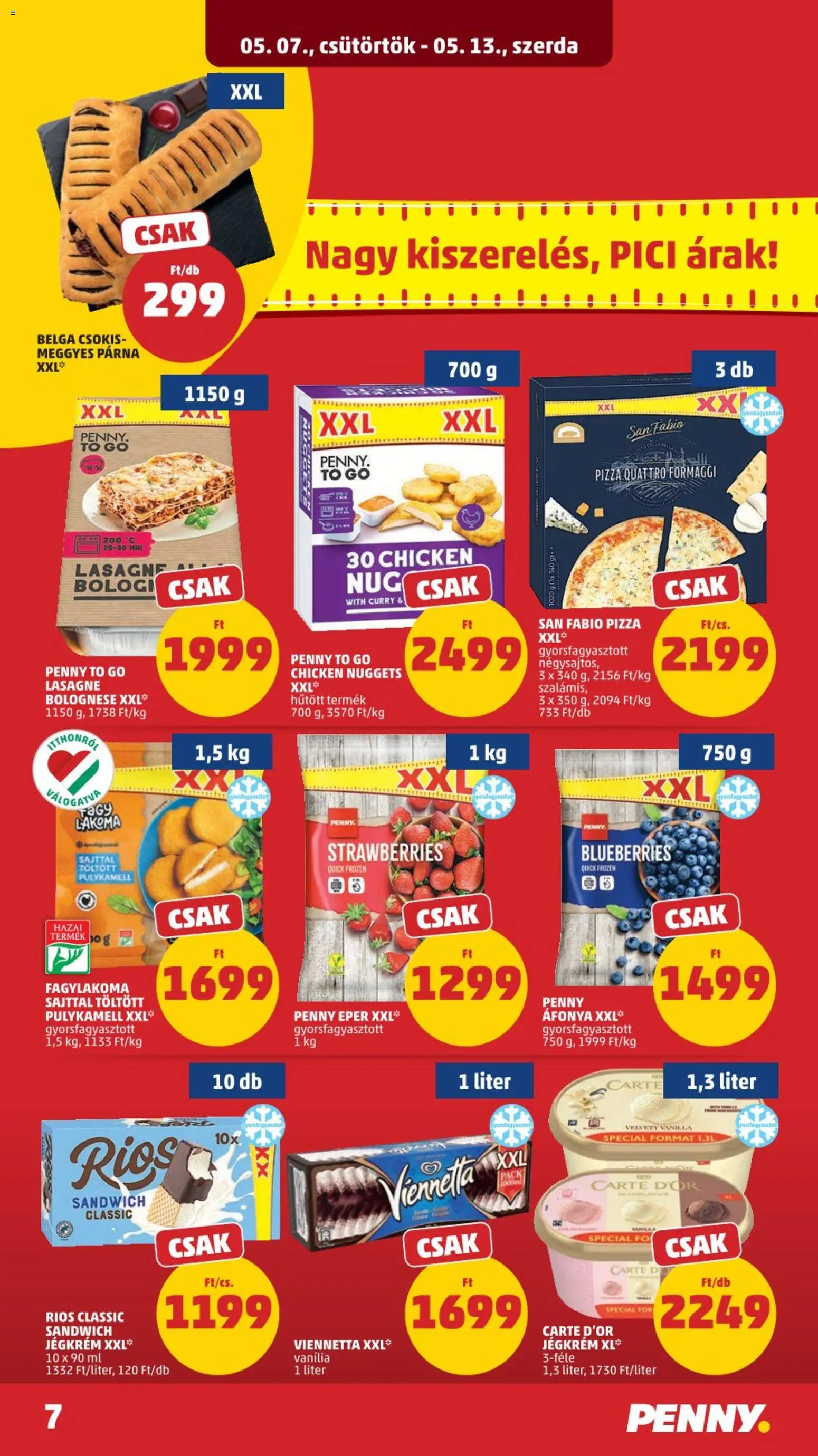 PENNY akciós ujság - amely érvényes a következő dátumtól: 07.05.2026 | Oldal: 9 | Termékek: Áfonya, Párna, Lasagne, Jégkrém