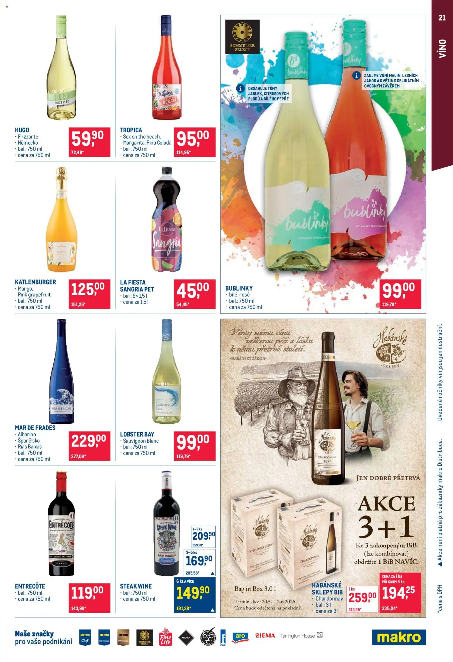 Makro leták - Pro milovníky jídla od 20.05.2026 | Strana: 21 | Produkty: Box, Víno, Steak, Piña colada