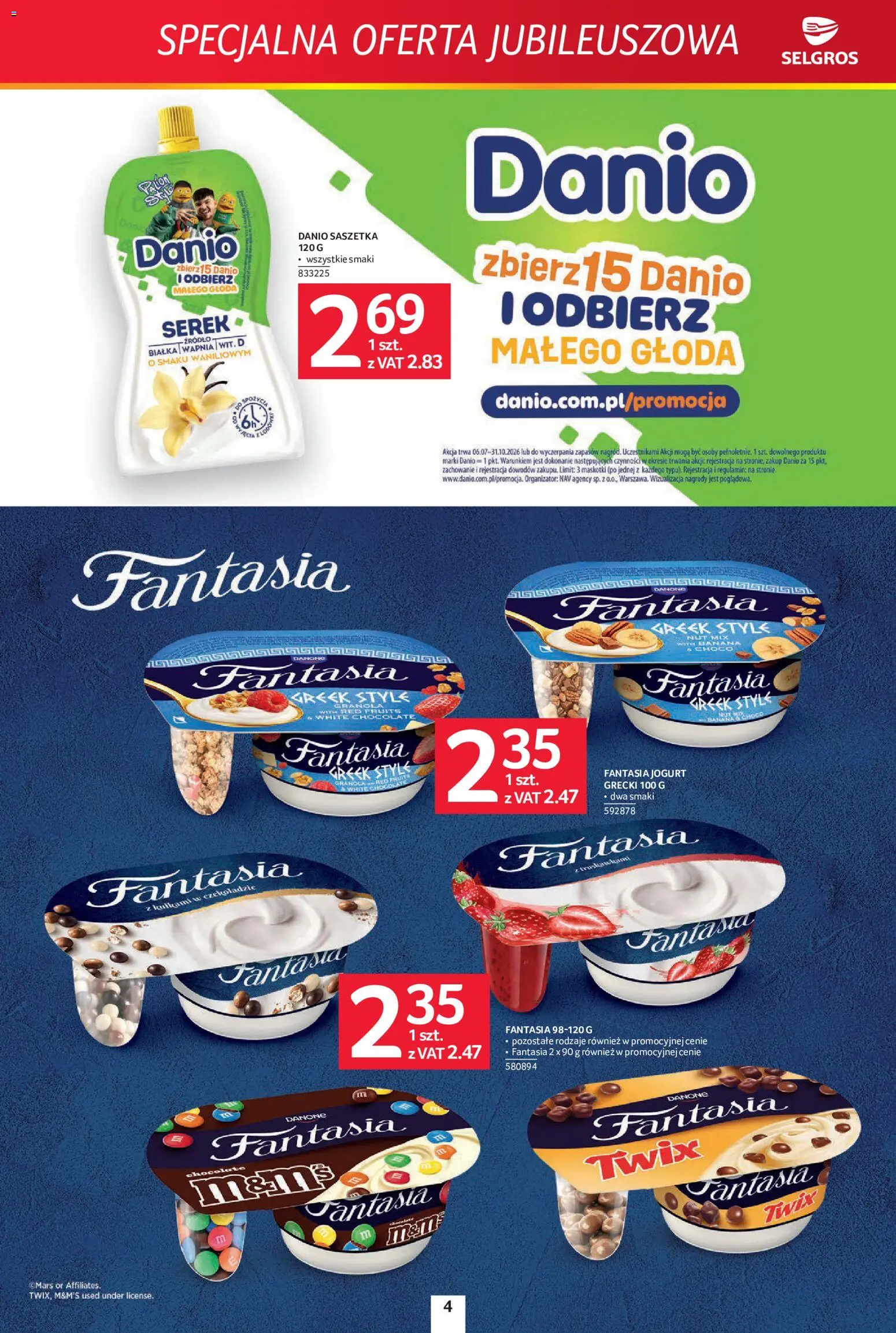 Selgros cash&carry gazetka - Specjalna oferta jubileuszowa od 13.08.2026 | Strona: 4 | Produkty: Serek, M&M's, Maskotki, Jogurt