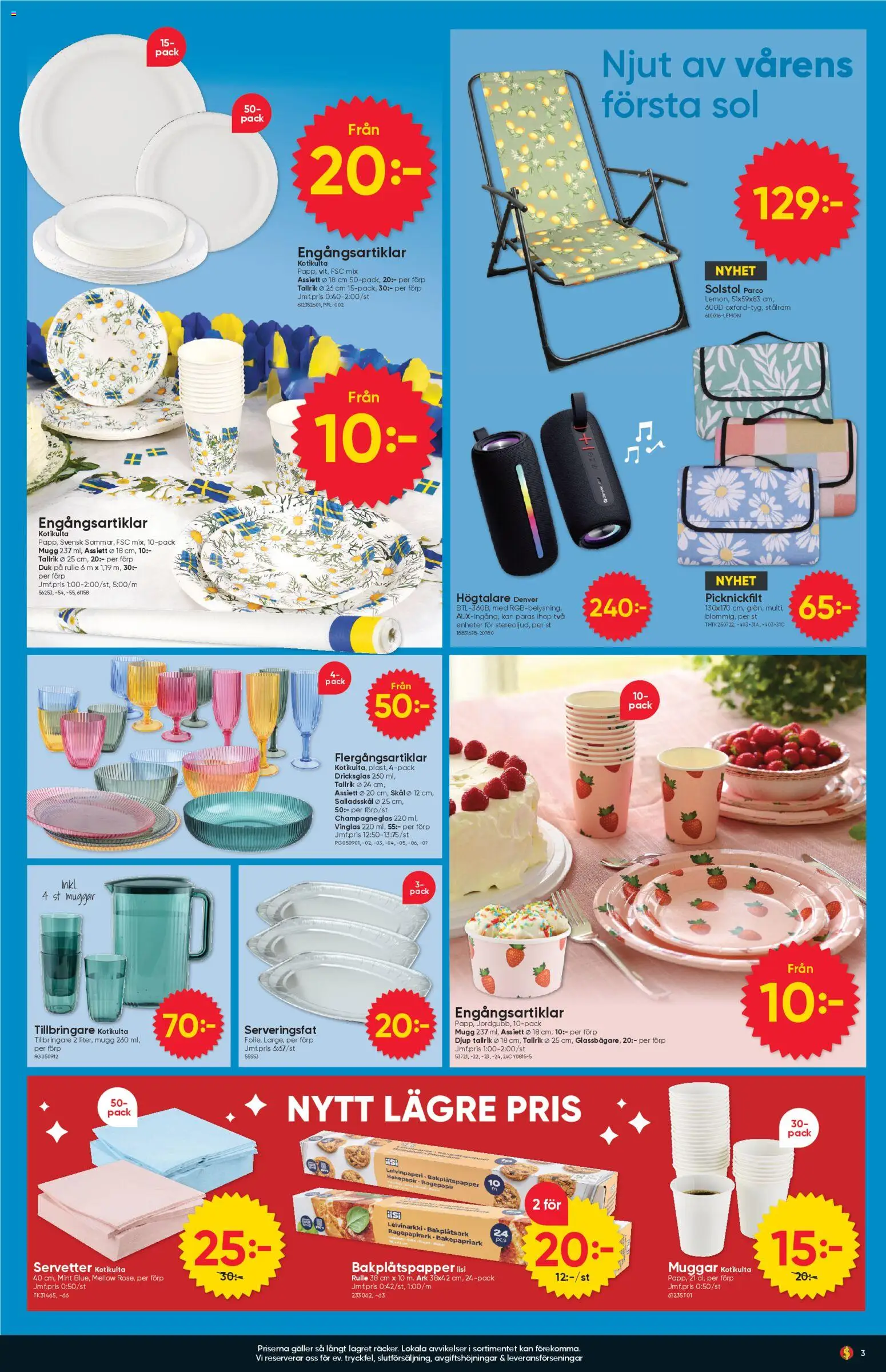 Dollar Store reklamblad aktuell från 27.04.2026 | Sida: 3 | Produkter: Galler, Bakplåtspapper, Servetter, Duk
