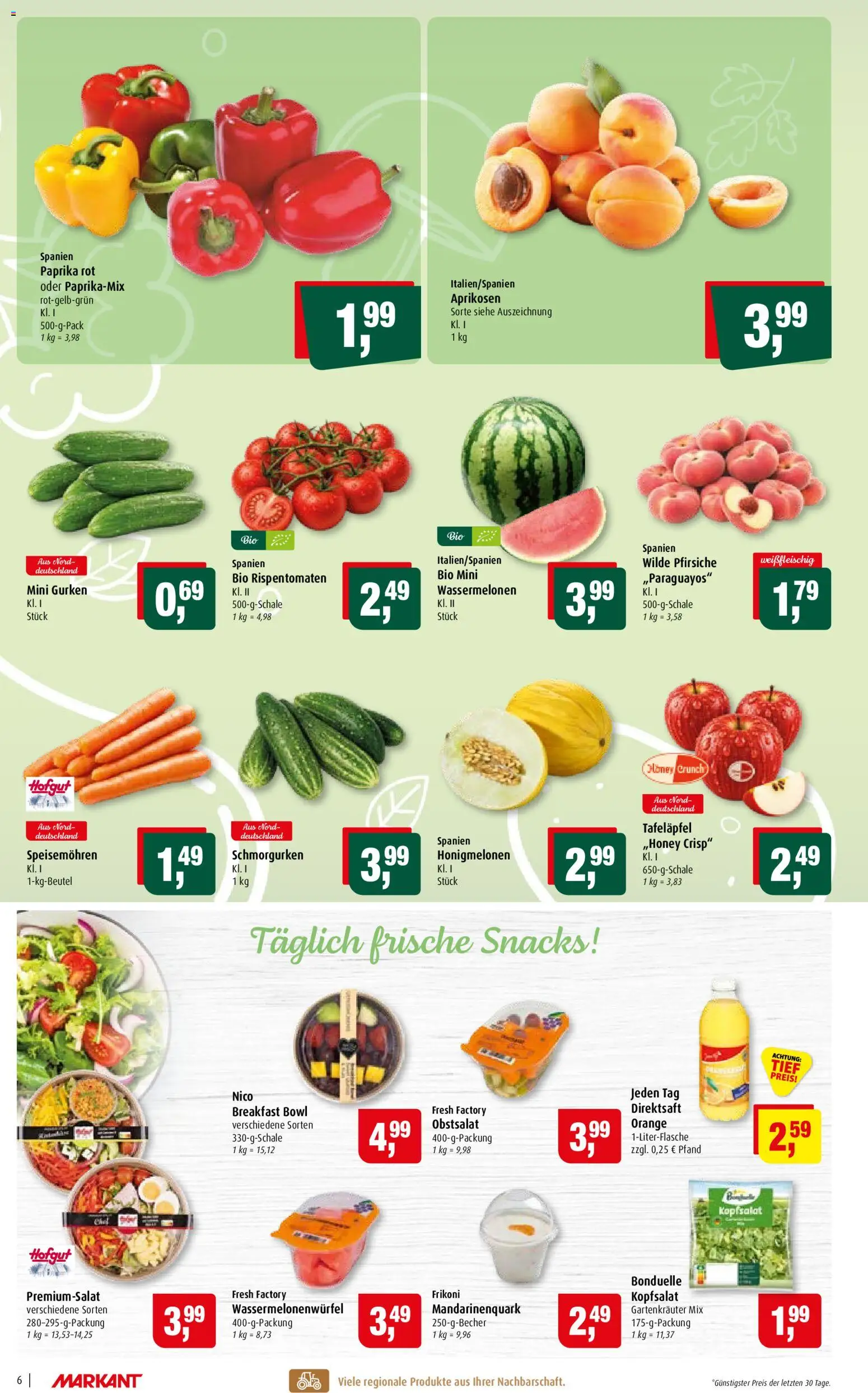 Markant Prospekt – gültig ab 06.07.2026 | Seite: 6 | Produkte: Paprika rot, Paprika, Gurken