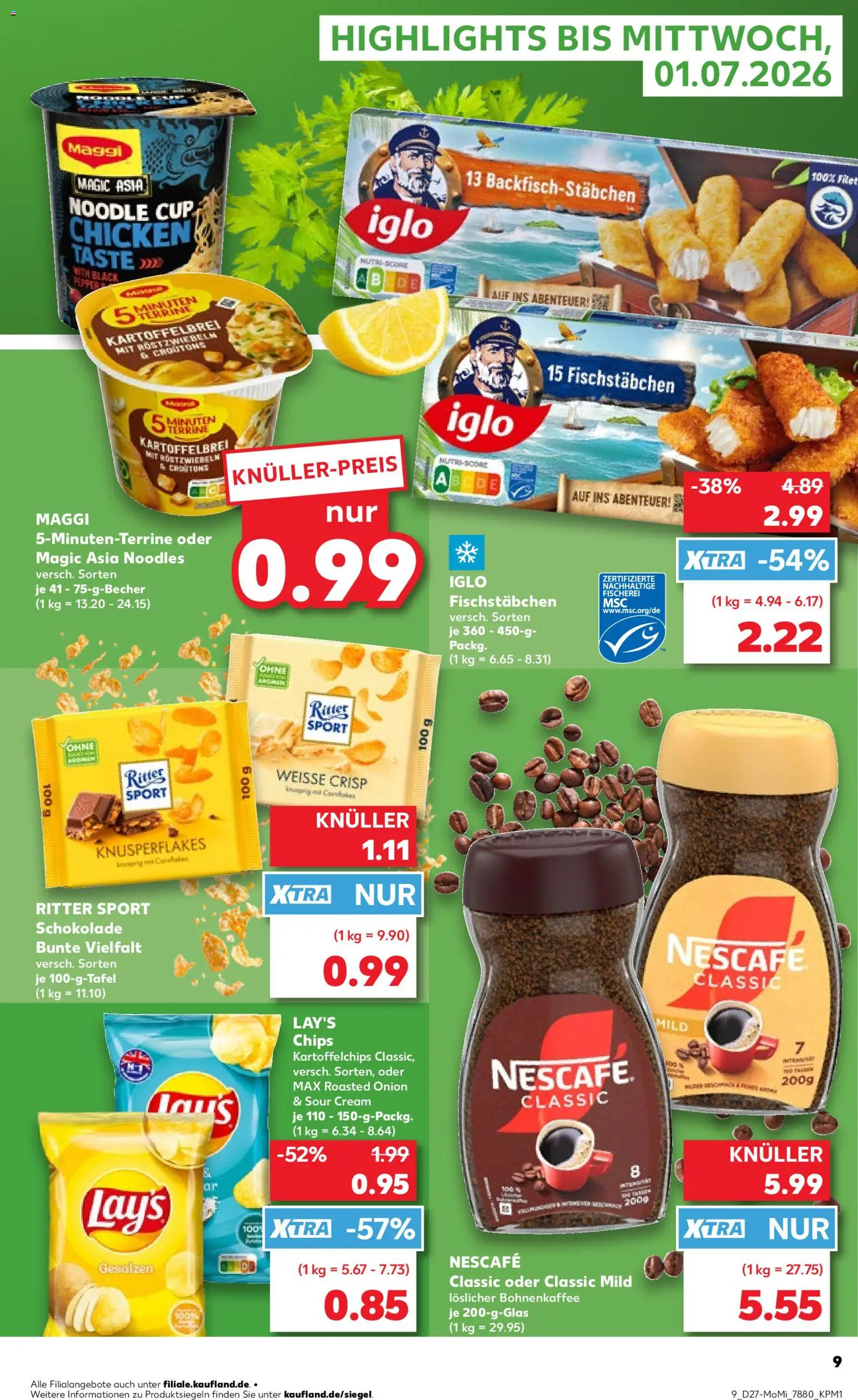 Kaufland Prospekt Hamburg – gültig ab 29.06.2026 | Seite: 9 | Produkte: Maggi, Iglo, Ritter sport, Fischstabchen