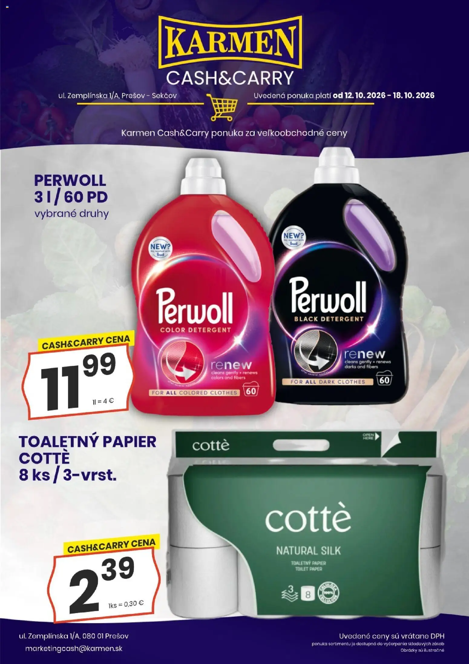 Nové KARMEN CBA akcie – leták je platný od 12.10.2026 | Strana: 7 | Produkty: Perwoll, Toaletný papier