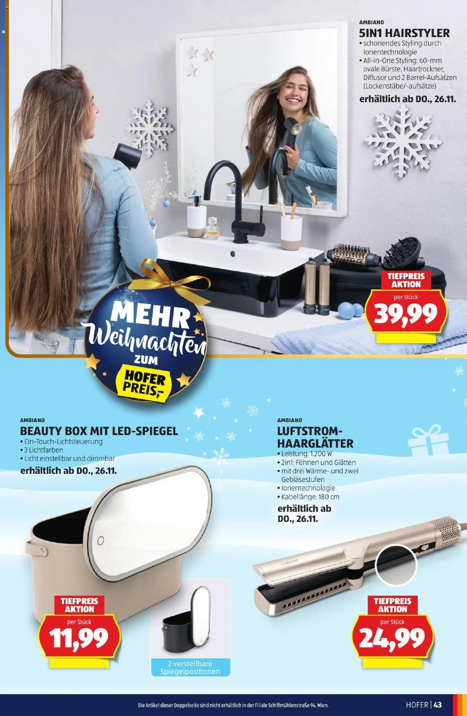 Hofer Weihnachtskatalog gültig ab 28.10.2026 | Seite: 43 | Produkte: Haarglätter, Box