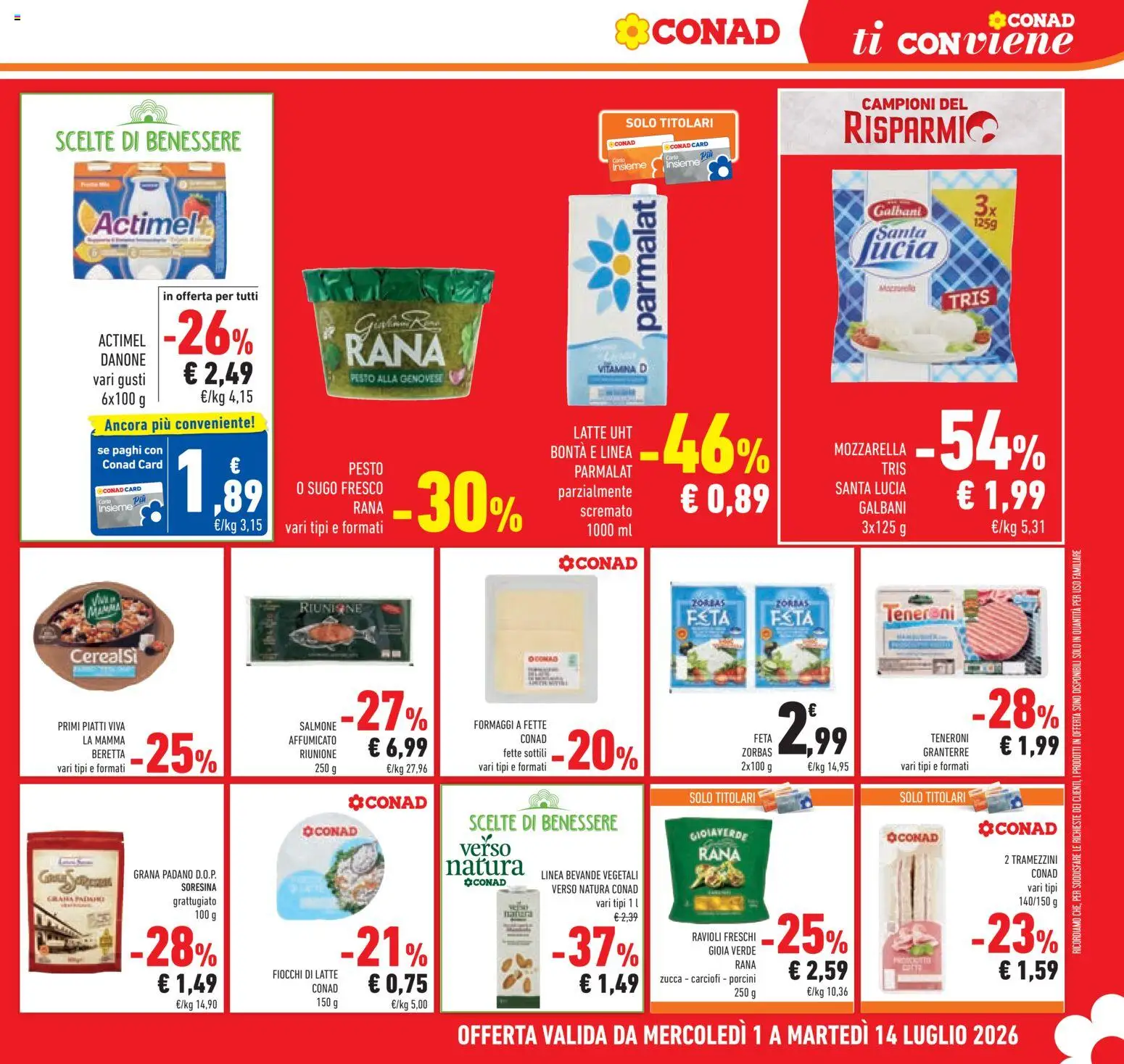 Volantino Conad del 01/07/2026 | Pagina: 19 | Prodotti: Salmone, Fiocchi, Pesto, Grana Padano