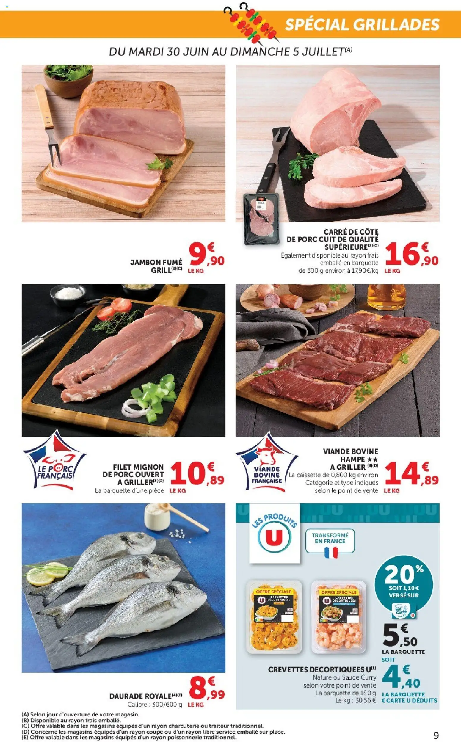 {H1} | Page: 9 | Produits: Grill, Poissonnerie, Crevettes, Porc