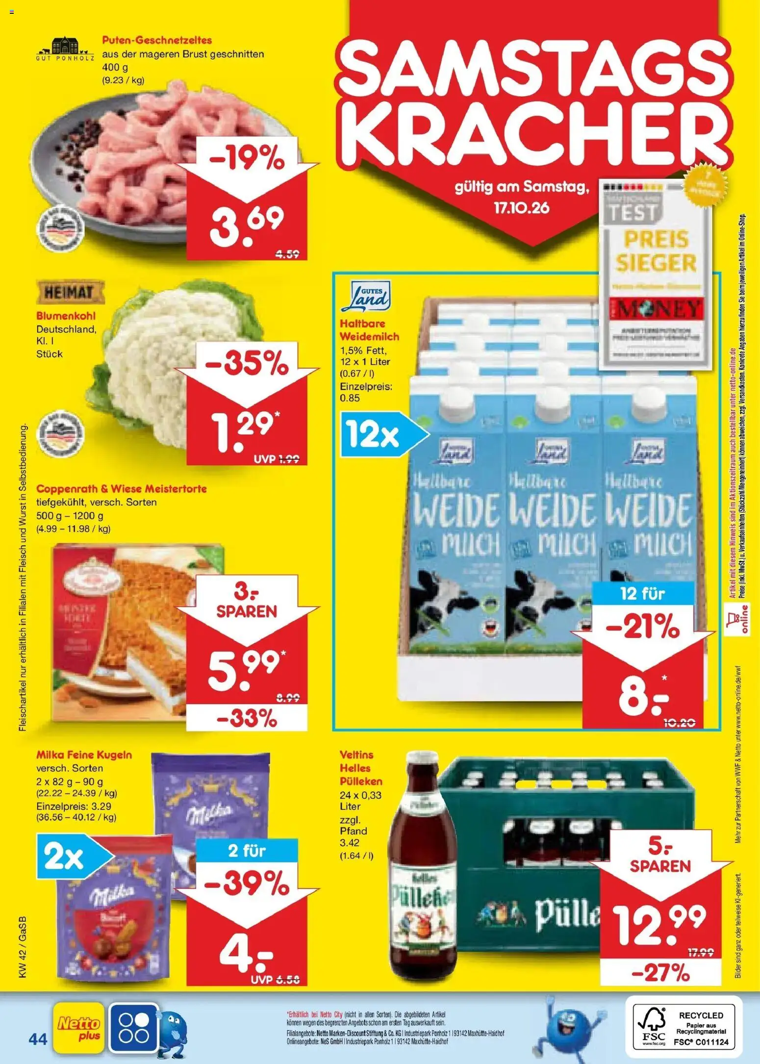 Netto Marken-Discount Prospekt Oldenburg (ab 12.10.2026) » Angebote | Seite: 60 | Produkte: Milka, Bilder, Wurst, Blumenkohl