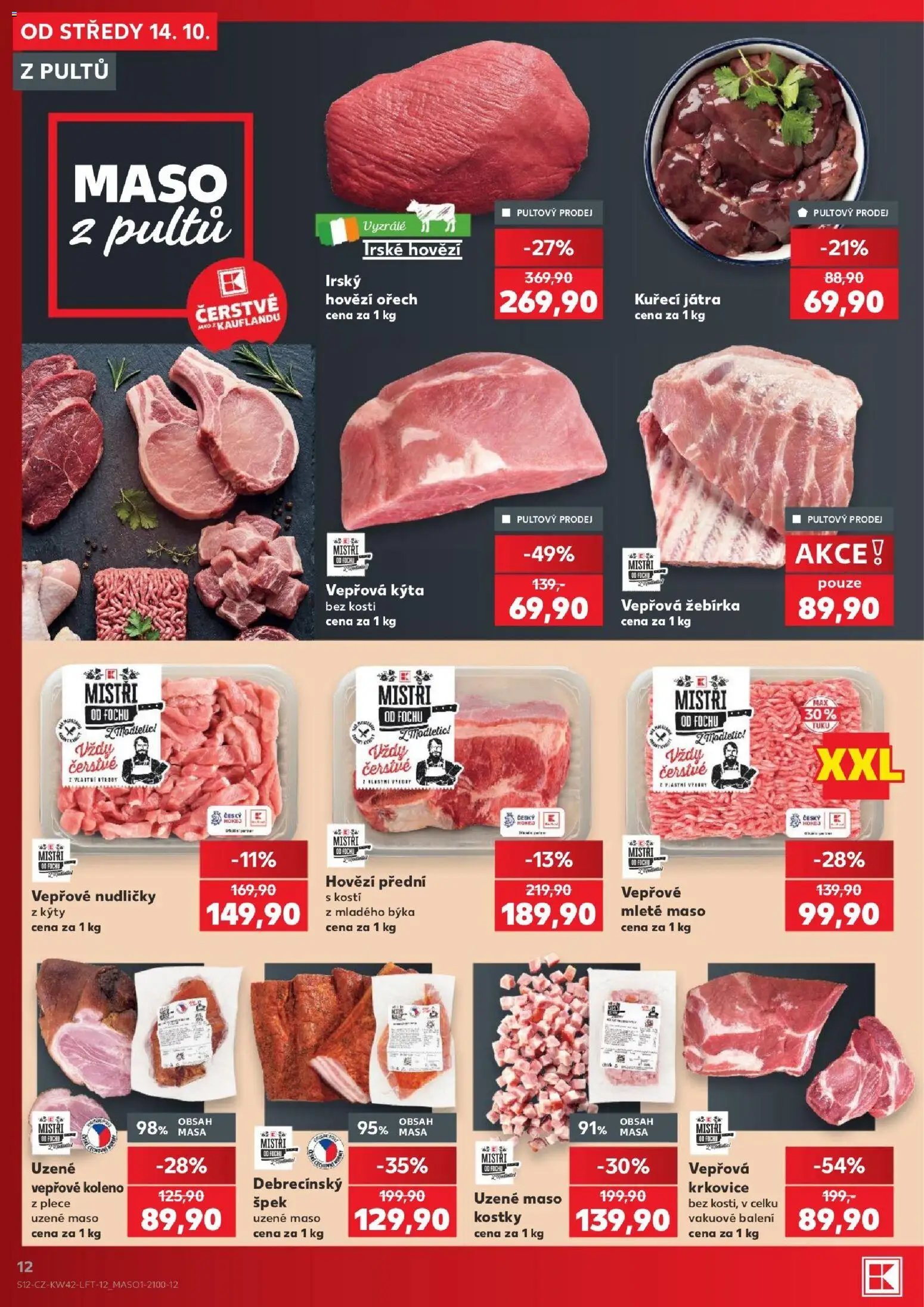 Kaufland leták - Liberec od 14.10.2026 | Strana: 12 | Produkty: Vepřové koleno, Uzené maso, Koleno, Vepřová Kýta