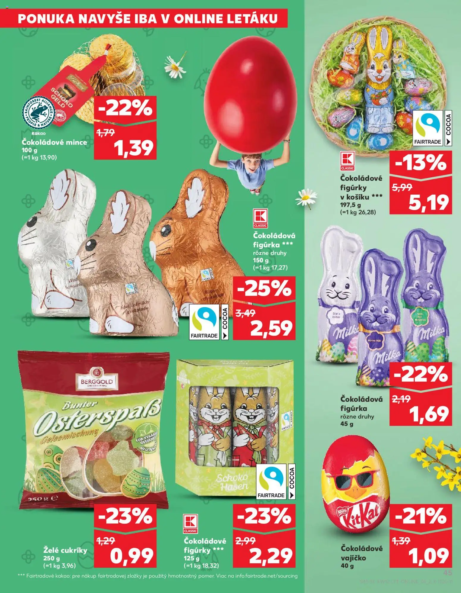 Nové Kaufland akcie – leták je platný od 19.03.2026 | Strana: 45 | Produkty: Cukríky, Milka, Kakao