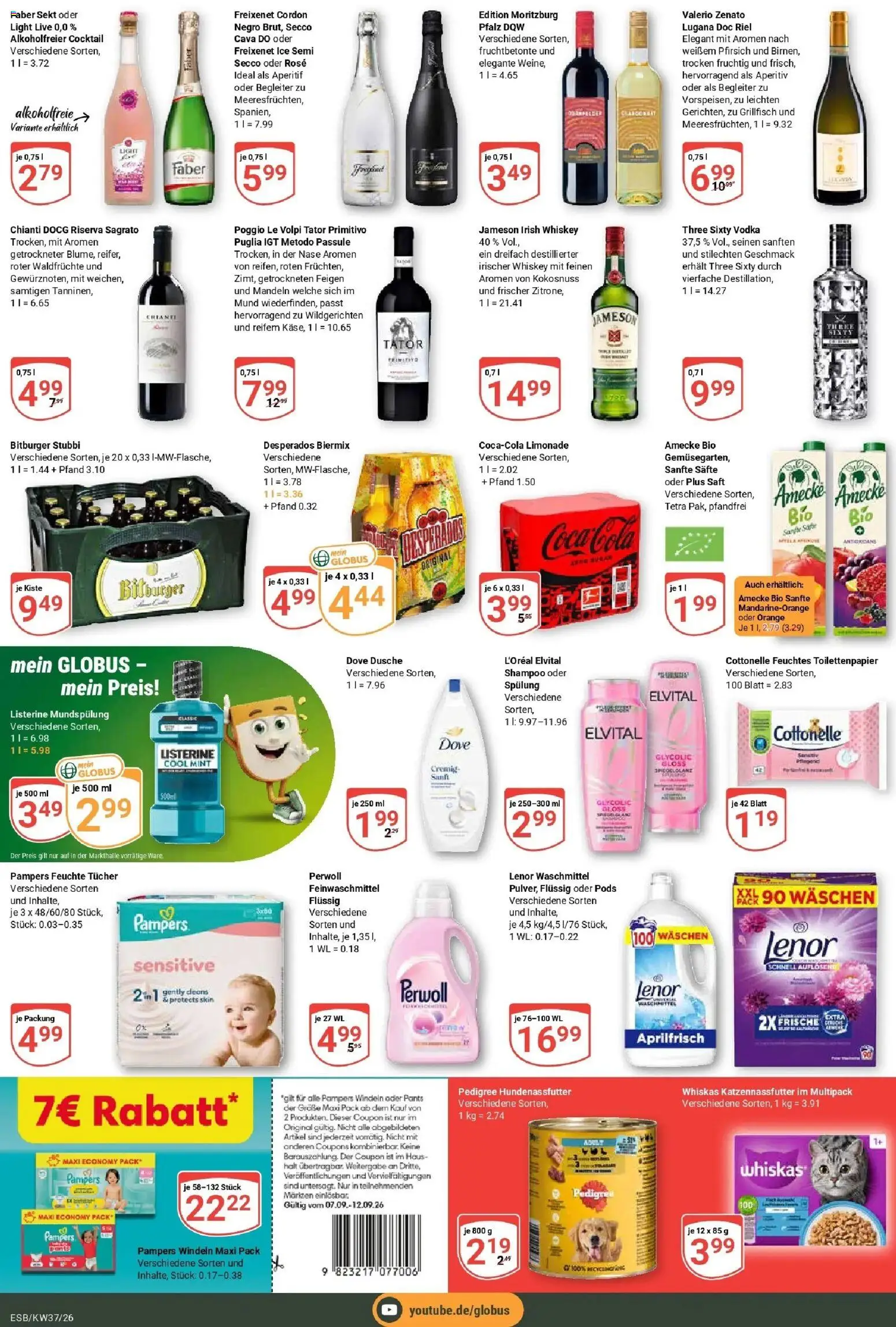Globus Prospekt Eschborn – gültig ab 07.09.2026 | Seite: 7 | Produkte: Cola, Jameson, Whiskey, Toilettenpapier