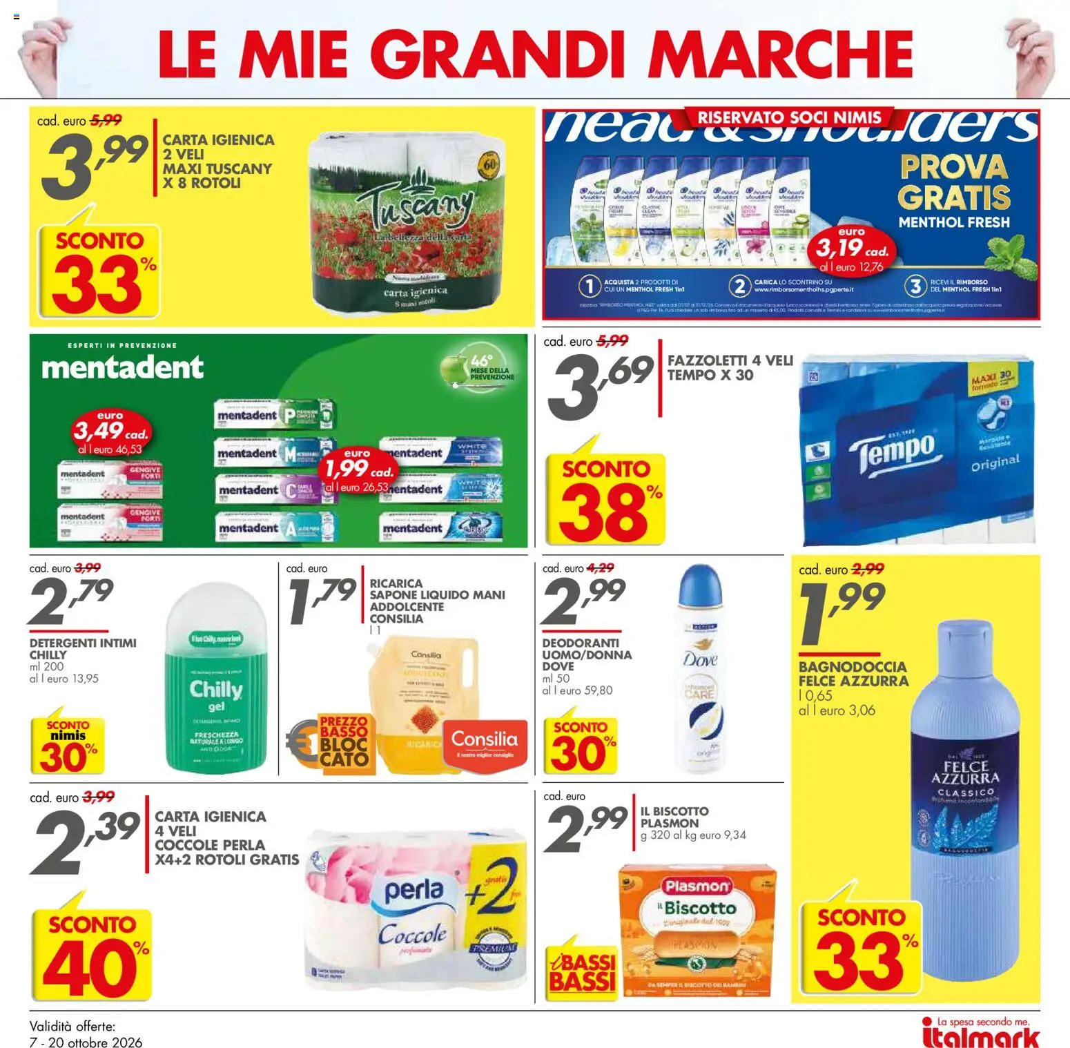 Volantino Italmark del 07/10/2026 | Pagina: 5 | Prodotti: Carta igienica, Sapone, Fazzoletti, Basso